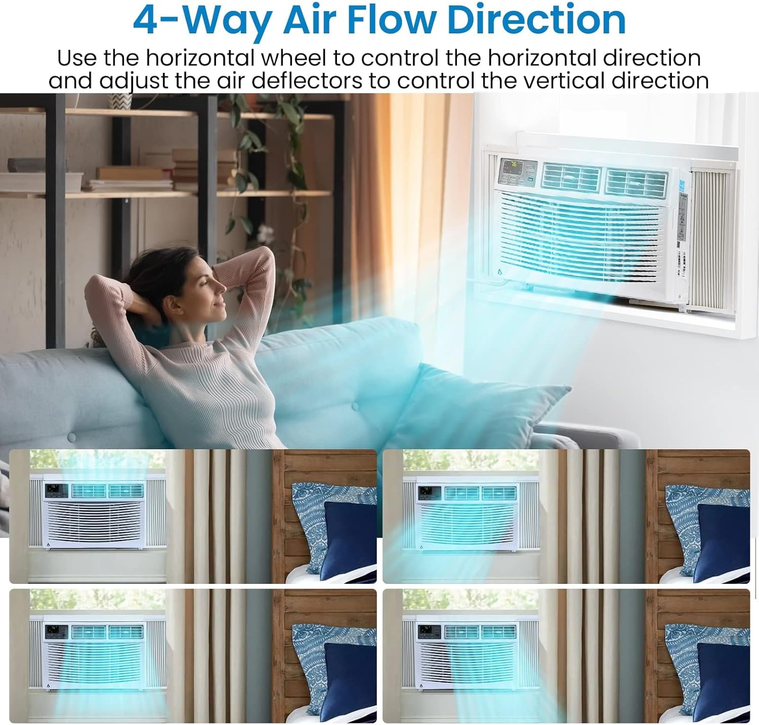 Smart 8000 BTU Window Air Conditioner with WiFi, Window AC Unit with Remote & App Control, Timer Function & Easy Install Kit, for Rooms Up to 450 Square Feet, 115V/60Hz, White