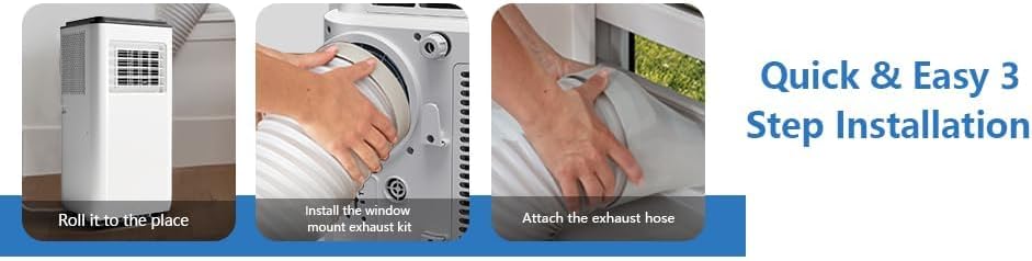 8000 BTU Powerful Cooling for 750 Sq.Ft Spaces, Quiet Operation with Dehumidifier, Sleep Mode, Timer & Remote Control Included