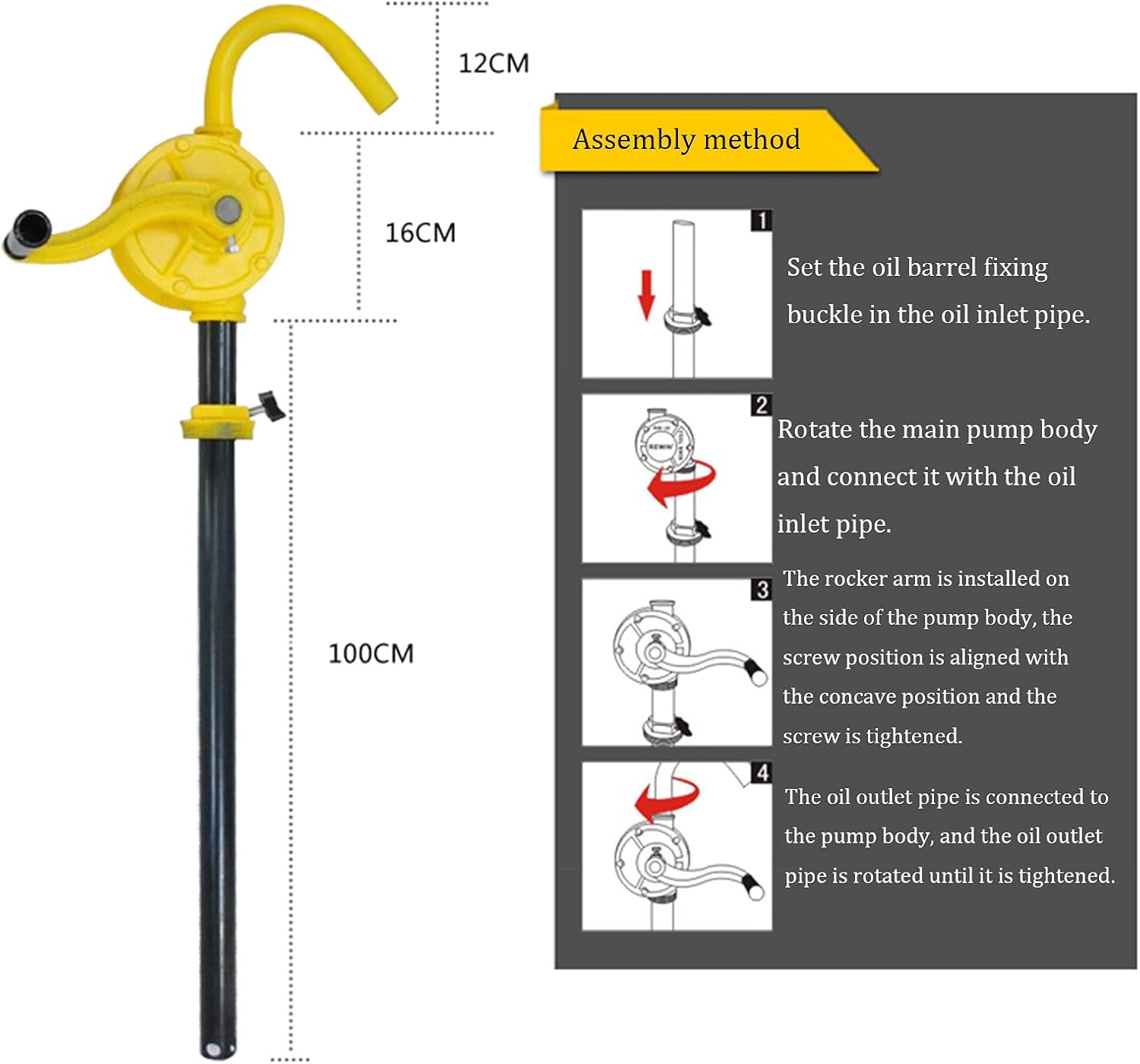 Hand Tool Rotary Barrel Pump,Drum Rotary Hand Pump New Oil Fuel Barrel Heavy Duty，Transfers Antifreeze, Gas, Kerosene, Hydraulic Fluid, Oils and More for Use On 15 to 55 Gallon Drums