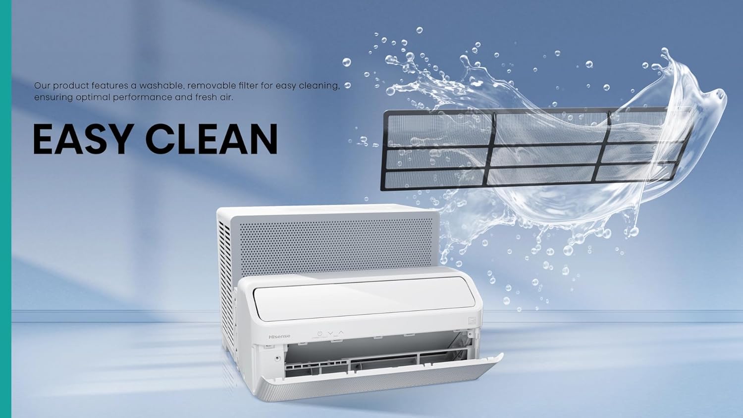 Hisense 8,000 BTU Smart Inverter Window Air Conditioner Easy Install Bracket, Up to 350 Sq Ft, Ultra-Slim Profile, 3 Speed, 700W, 4‑Way Air Direction HLAW0825TW (Renewed)