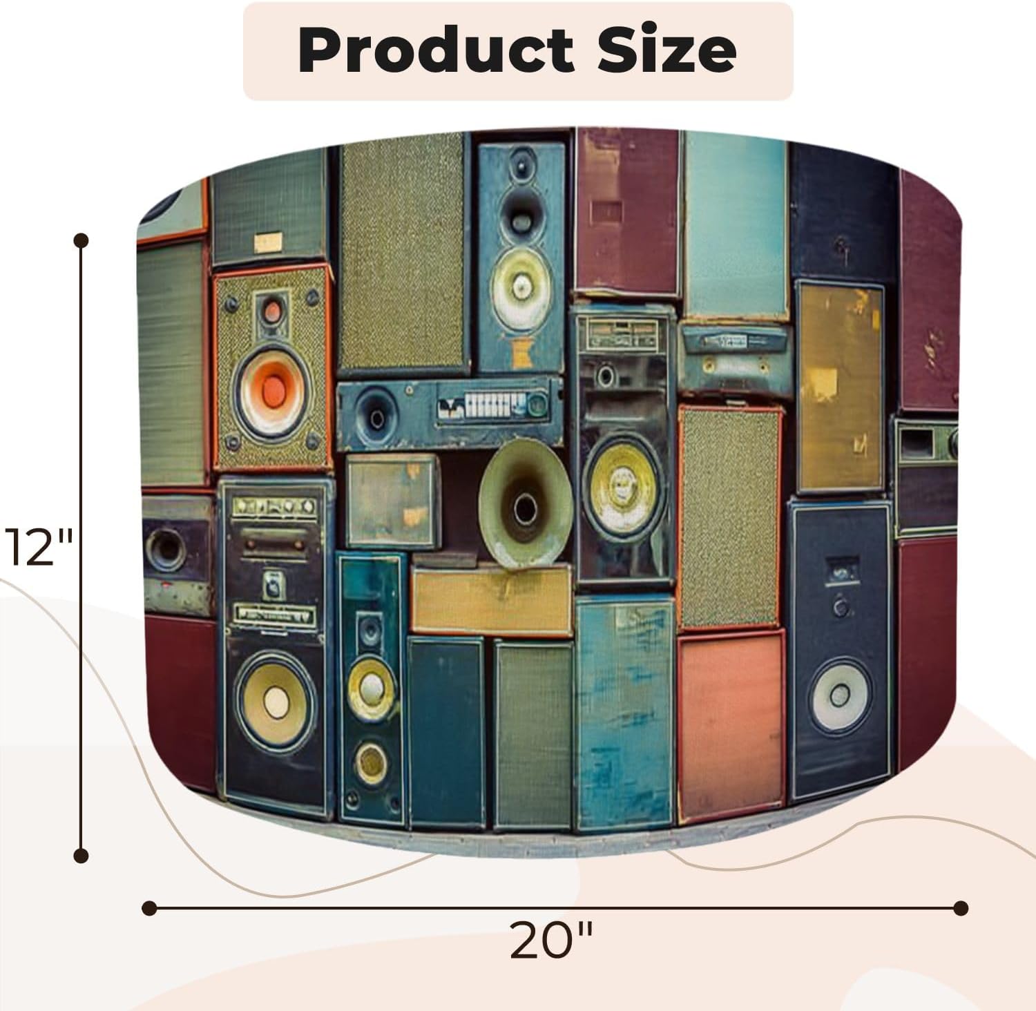 Round Pouf Ottoman Music Speakers Wall Retro Vintage Style Foot Stool Foot Rest Floor Stool Bean Bag Chair Cotton Linen Removable Indoor Outdoor for Living Room Bedroom