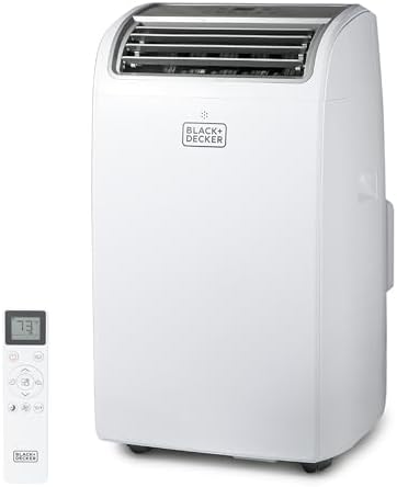 BLACK+DECKER Portable Air Conditioner with Heat, 14,000 BTU with 12,000 BTU Heating for Rooms Up To 700 Sq. Ft., Portable AC with Follow Me Remote Control, BPT10HWTB, White