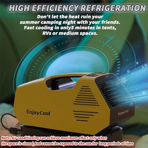 Portable air conditioner Fast Cooling Outdoor Built-in Cool Sleep Modes Air Conditioner with Remote Control 2380 BTU Camping Small Air Conditioner Portable for Room Office Camping Car Bedroom yellow
