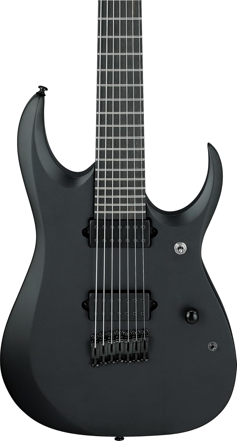Ibanez RGDRB71 Iron Label 7-String Right-Handed Electric Guitar with Nyatoh Body, Roasted Maple Neck, and Ebony Fingerboard (Black Flat)