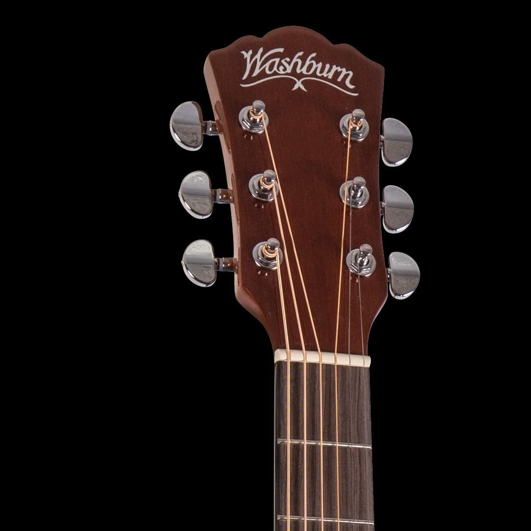 Washburn 6 String Acoustic Guitar Pack, Right, Natural (AD5CEPACK-A)