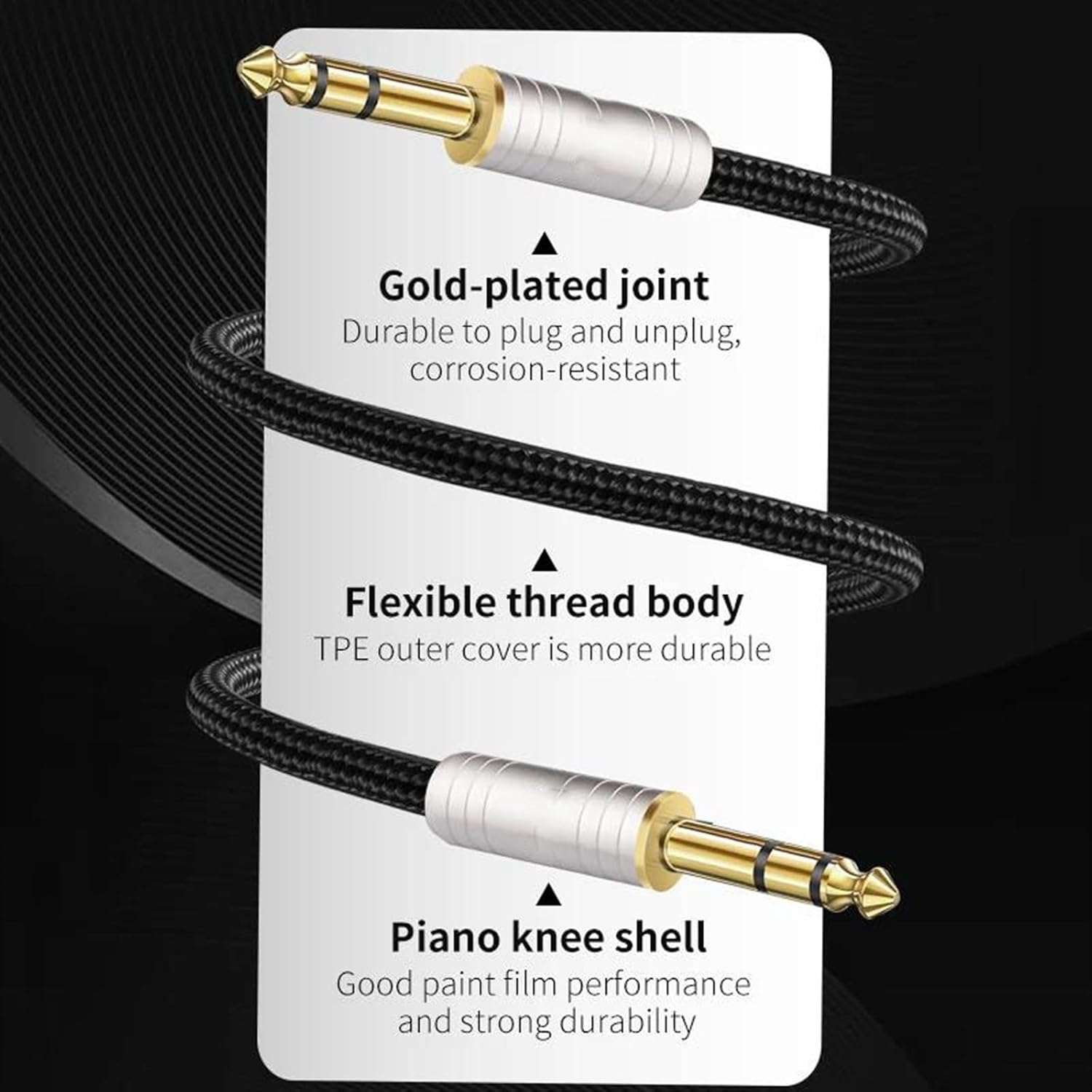 Guitar Audio Cable Speaker Amp Instrument Guitar Keyboard 6N Silver Plated 6.35 Male to Male Stereo Aux Cable(0.5m)