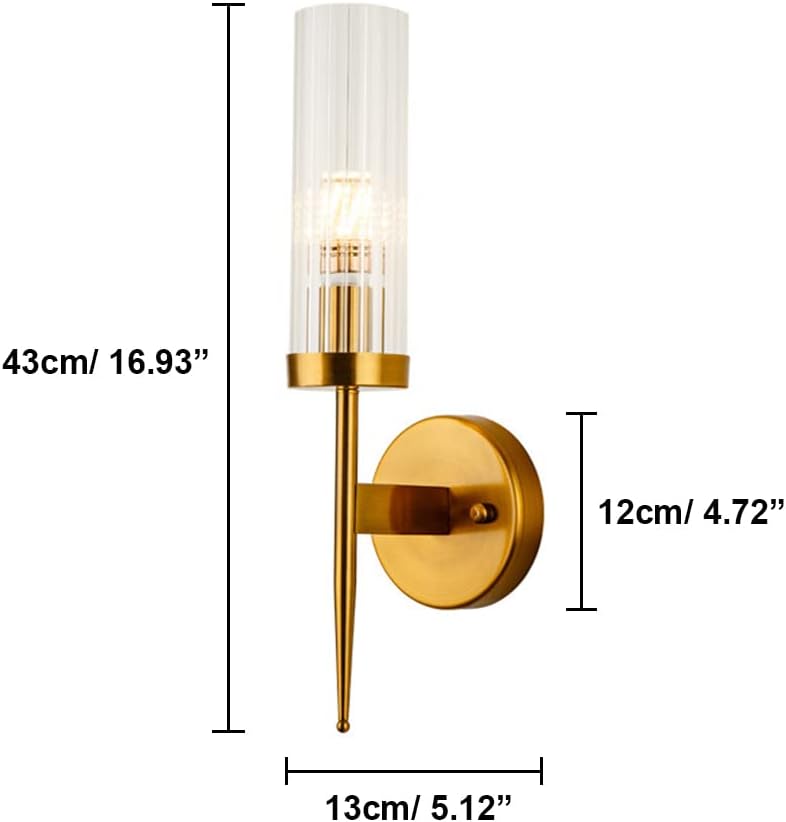 Sconces Wall Light Creative Black 1-Light,with Clear Cylindl Glass, Vintage Wall Mount Lamp for Bedroom Hallway Porch Entryway