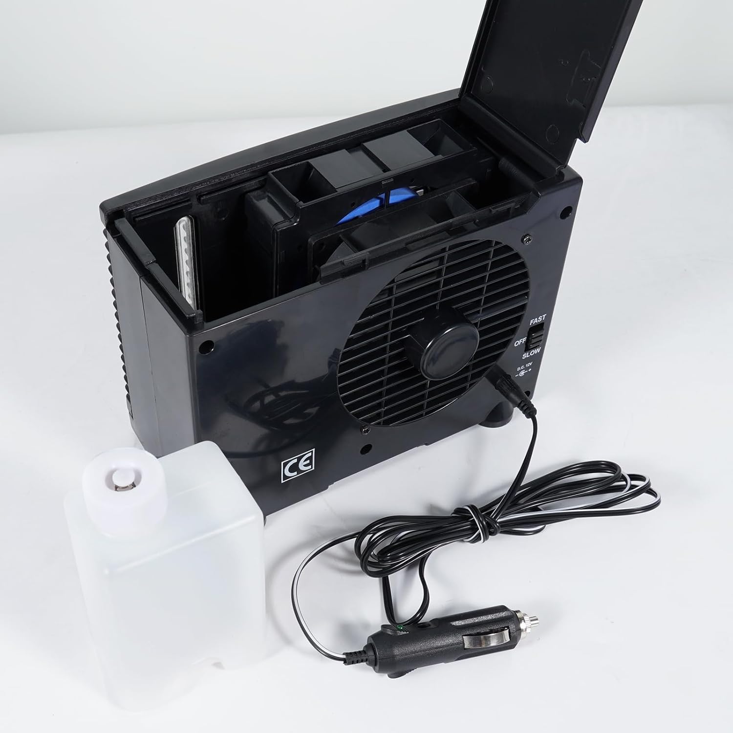 Unifizz 12V Portable Mini Car Air Conditioner Cooler Fan Evaporative Cooling Water Ice Universal Personal Black