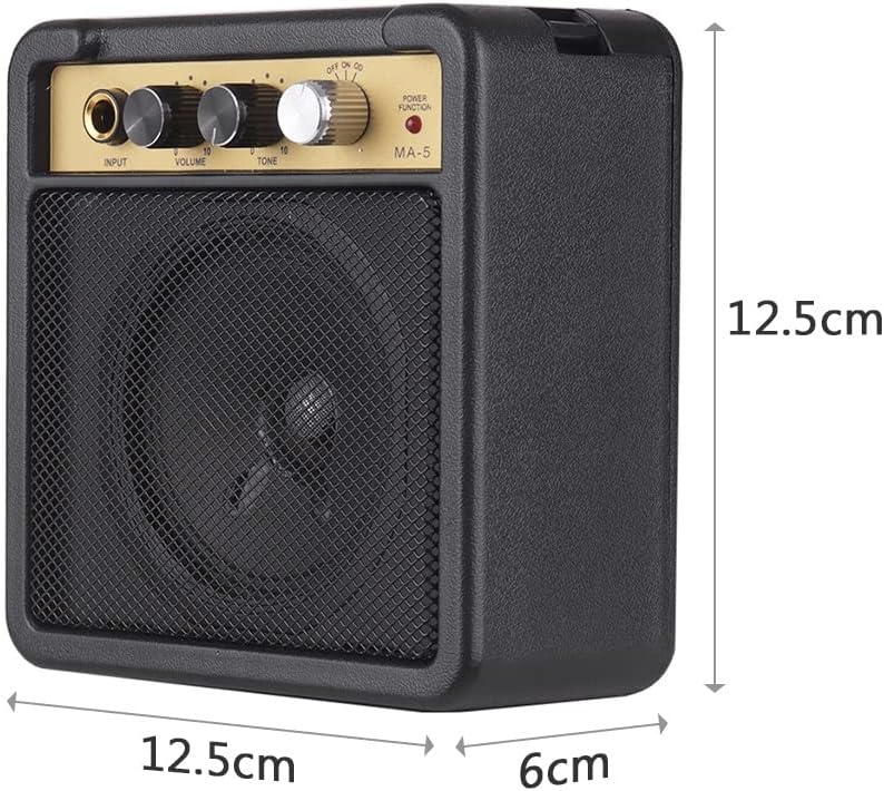 M Guitar Amplifier Amp Speaker 1W with 6.35mm Input 1/4 Inch Headphone Output Supports Volume Tone Adjustment