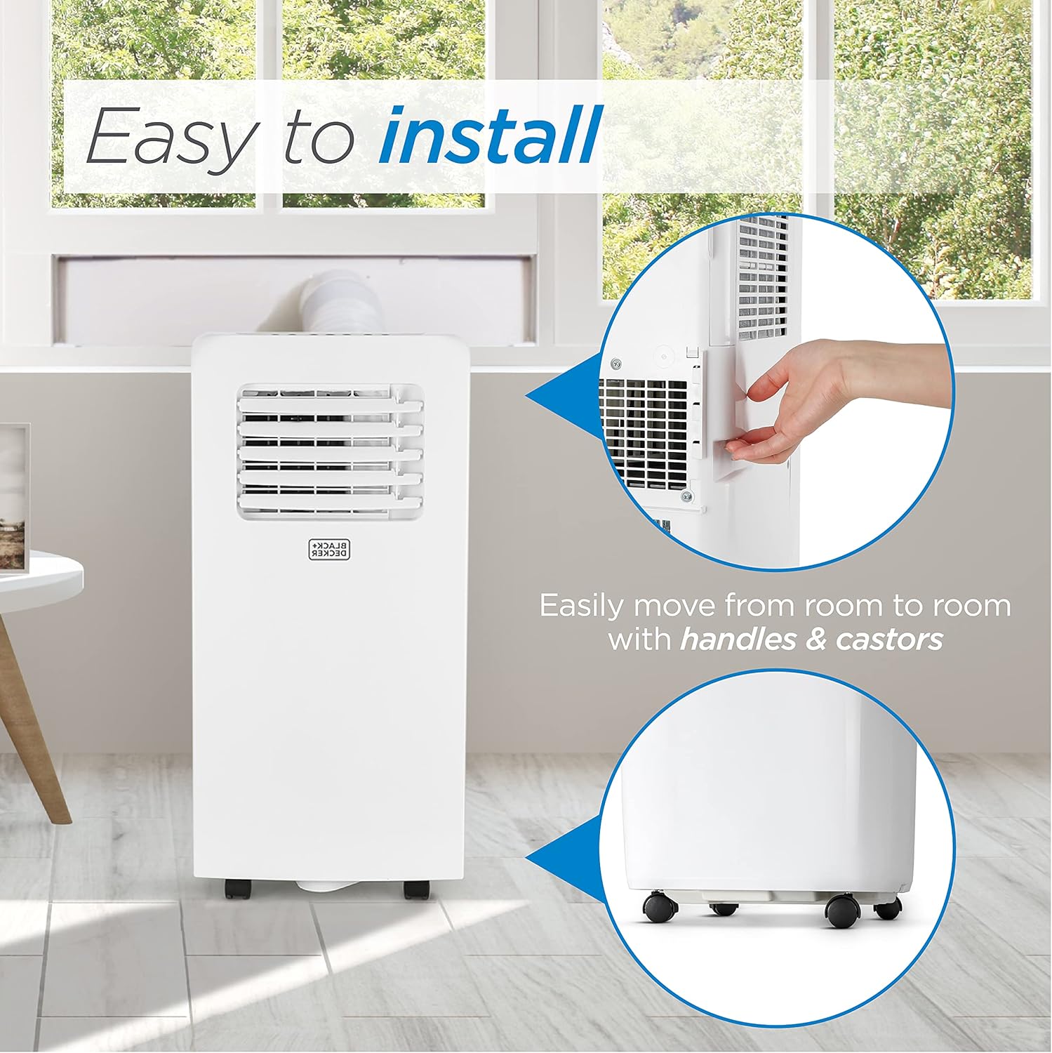 BLACK+DECKER 10,000 BTU/Single Motor, Portable Air Conditioner with Remote Control, White