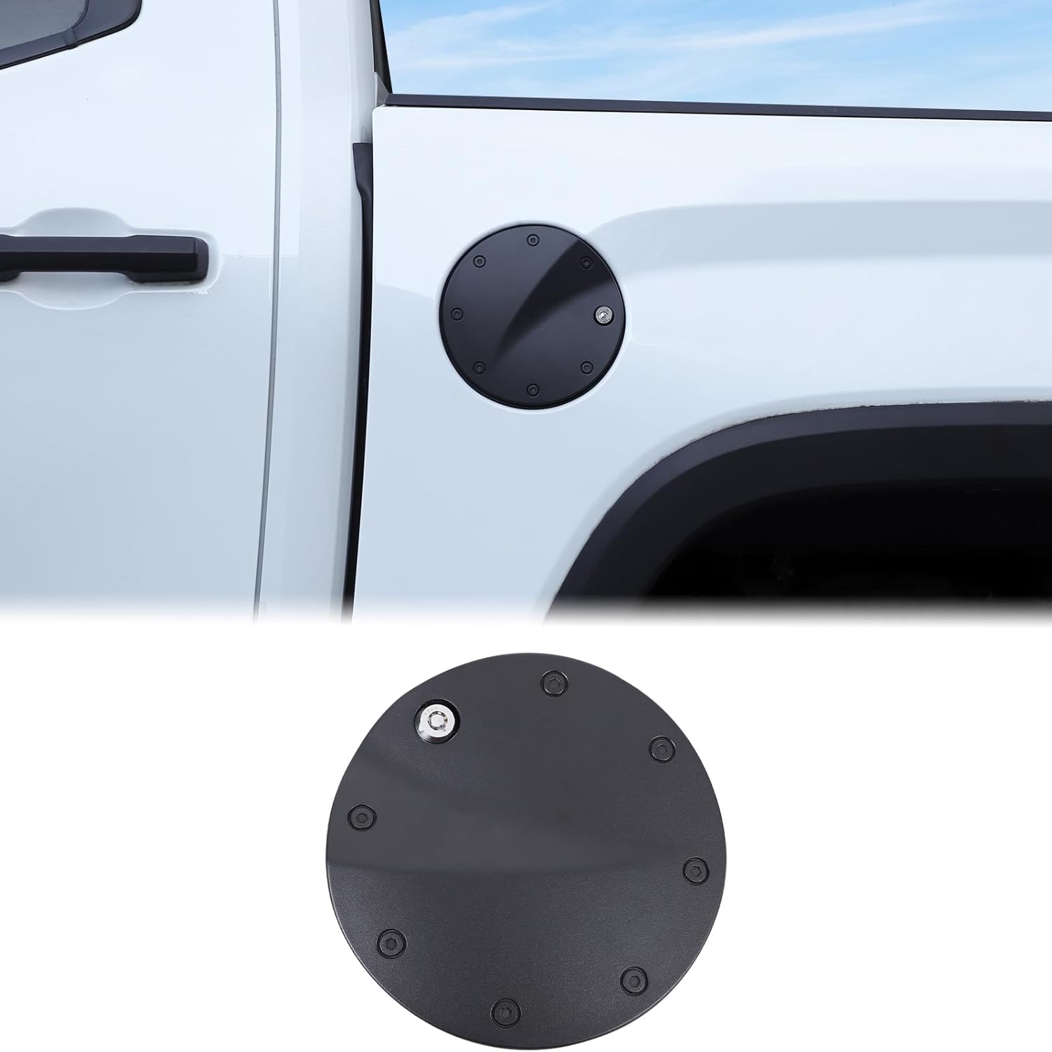 Aunginsy Fuel Tank Cap Replacement Anti-theft Lock Cap Compatible with Toyota Tundra 2022-2025 Car Door Fuel Tank Cover W/Lock Gas Caps Tank Trim Cover Fuel Filler Protector with Key/Lock Accessories
