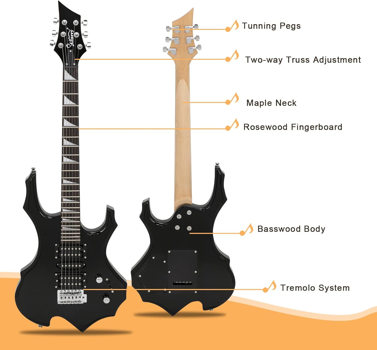 Glarry Cool Burning Fire Style Electric Guitar Christmas gift for Beginner Guitar Lover with Accessories Pack (Black)