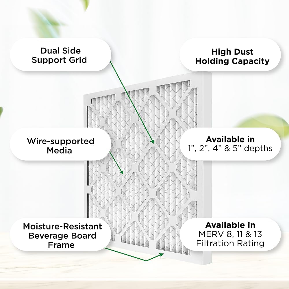Mann+Hummel 20x20x2 MERV 11 Pleated HVAC AC Furnace Air Filters. Case of 12. (Exact Size: 19.5 x 19.5 x 1.75 Inches)