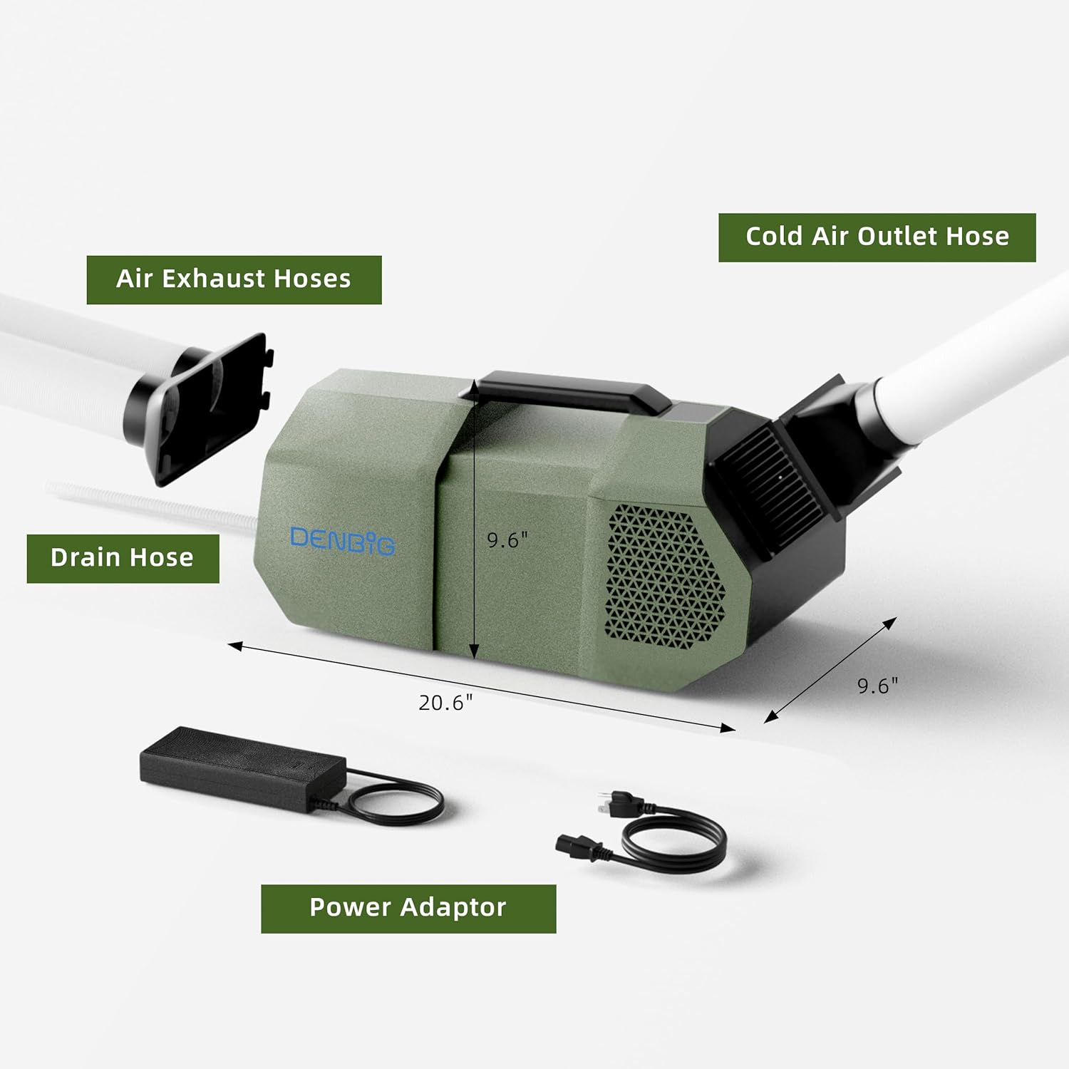 Portable Air Conditioner for Tent for 50 Sq. Ft, 1,500 BTU AC Unit with Fan Mode for Truck Van Outdoor Camping Small Rooms, Windowless Air Cooler with Dual Hoses