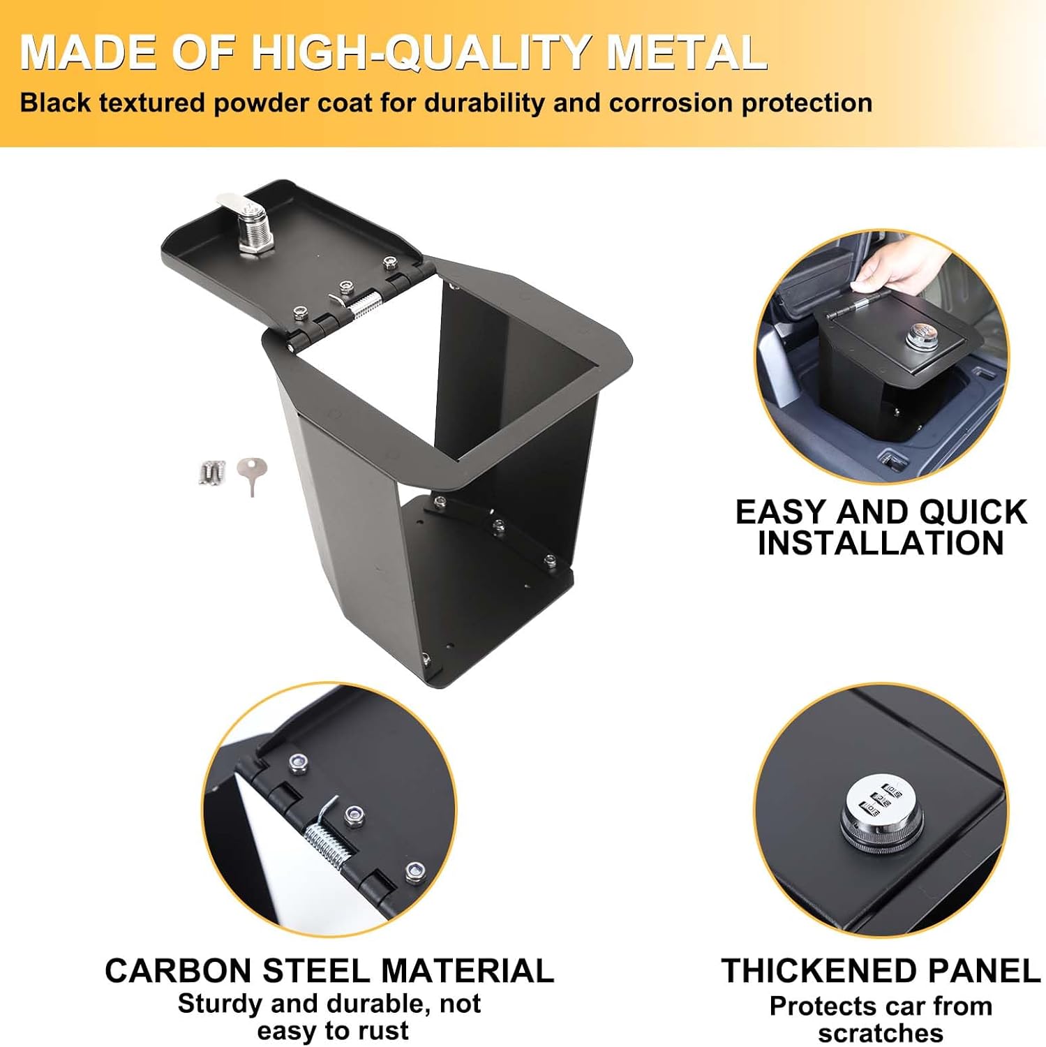 Center Console Safe Lockbox Compatible with 2020-2024 L@nd Rover Defender 90/110/130, 3-Digit Combo Lock Console Gun Vault Safe Storage Box Accessories