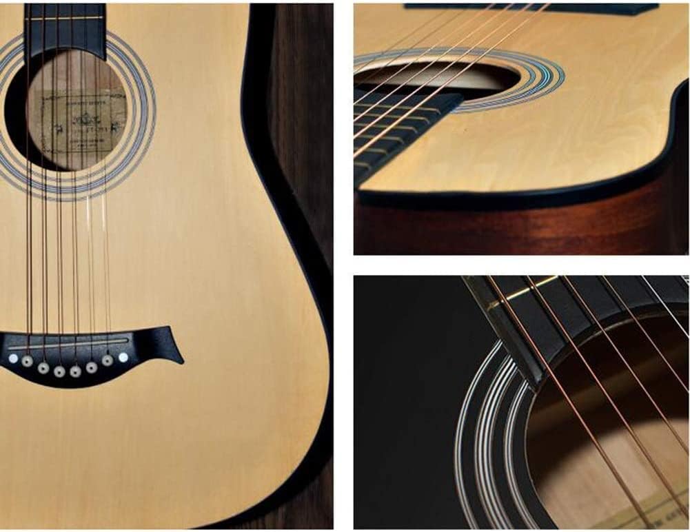 Full Size Guitar Acoustic Guitar Classical Guitar Beginner Practice Adult Ballad Musical Instrument Beautiful Sound Spruce Portable Beginner Acoustic Guitar Starter Package Student G (Beige Long)