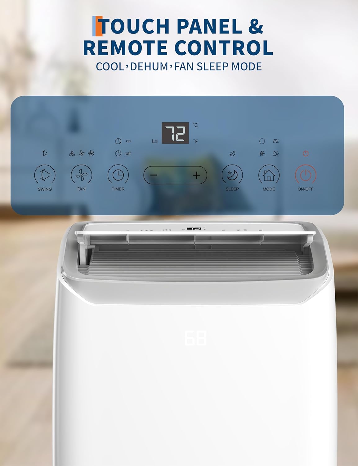 Portable AC Unit for Bedroom, 12000 BTU Air Conditioner for Rooms up to 550 Sq.Ft, 3-in-1 Energy Efficient AC Unit for Room with Fan, Dehumidifier 24H Timer & Remote Control, White