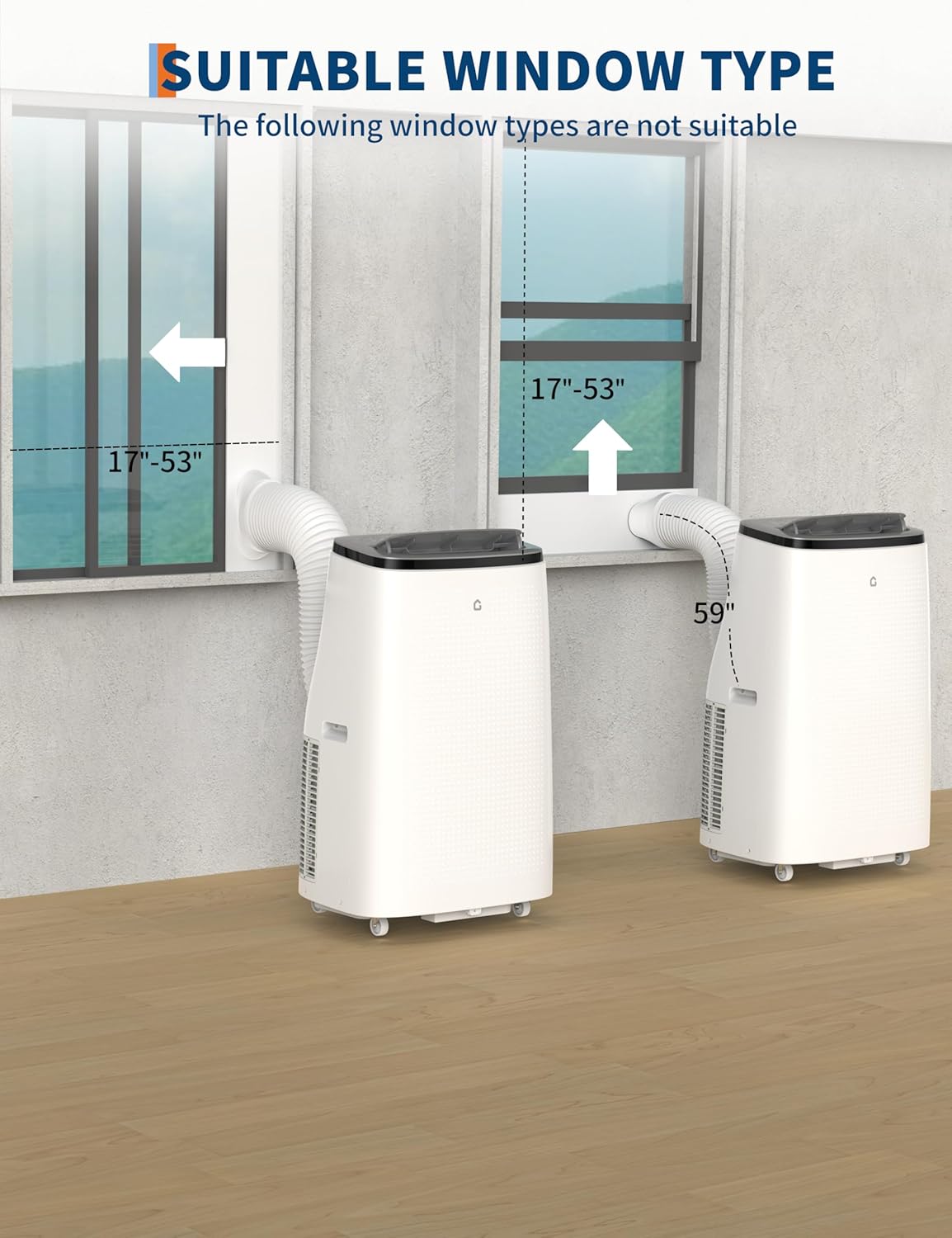 14,000 BTU Portable Air Conditioners - Cools Up to 750 Sq.Ft, 3-IN-1 Free Standing AC Unit Fan Dehumidifier Remote Control, Window Kit, Smart/Sleep Mode 24H Timer (14000BTU Style 3)