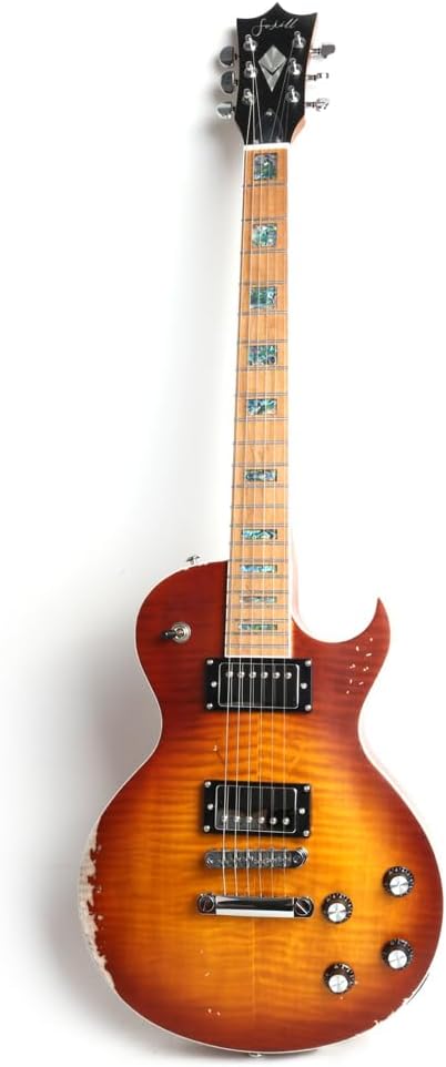 Fojill Light Relic Solid Body Full Size 39 Inch LP Electric Guitar Roasted Canadian Maple Neck Rosewood Fretboard Mahogany Body Stainless Frets