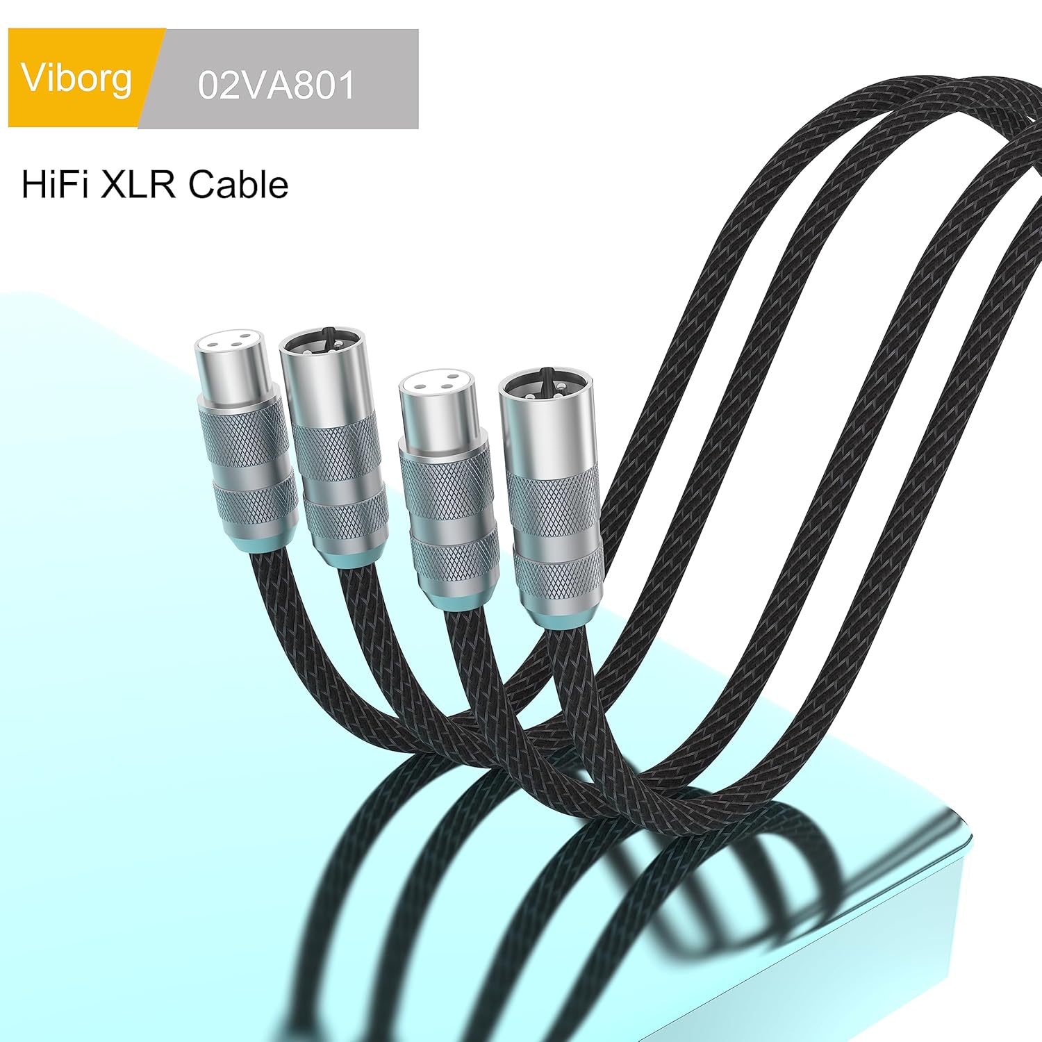 Viborg Hi-end XLR Cable Male to Female 4.9FT 4 Core Pure Copper Hi-Fi Microphone Cable Dual-Shielded for Mixer, Amplifier, Audio Interface, Studio Equipment (02VA801)