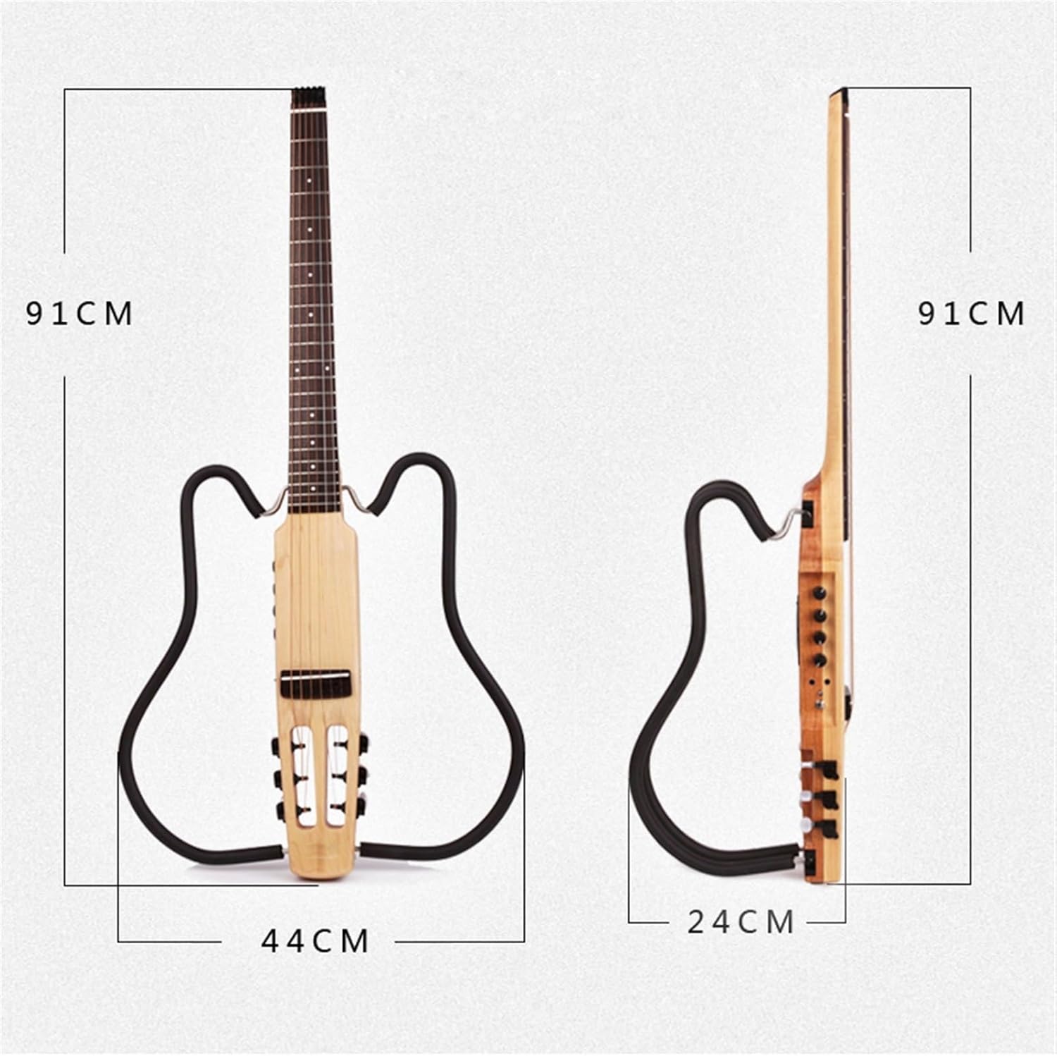 Headless Silent Travel Electric Acoustic Guitar Right Left Hand Portable Travel Built in Effector Guitar Professional Headless Guitar (Color : Right Hand)