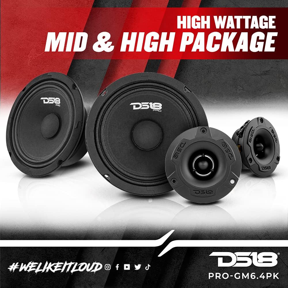 DS18 PRO-GM6.4PK Mid and High Complete Package - Includes 2X Midrange Loudspeaker 6