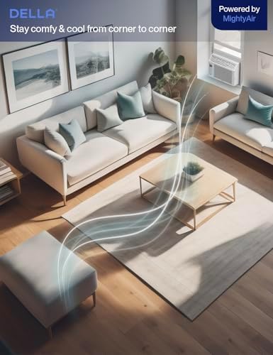 DELLA 5000 BTU Smart Window Air Conditioner Compatible with Alexa, Cools Up to 150 Sq. Ft, Small Room AC Unit with GEO Location, WIFI & Remote Controls, Dehumidifier, Fan Cools, Eco, Easy Install