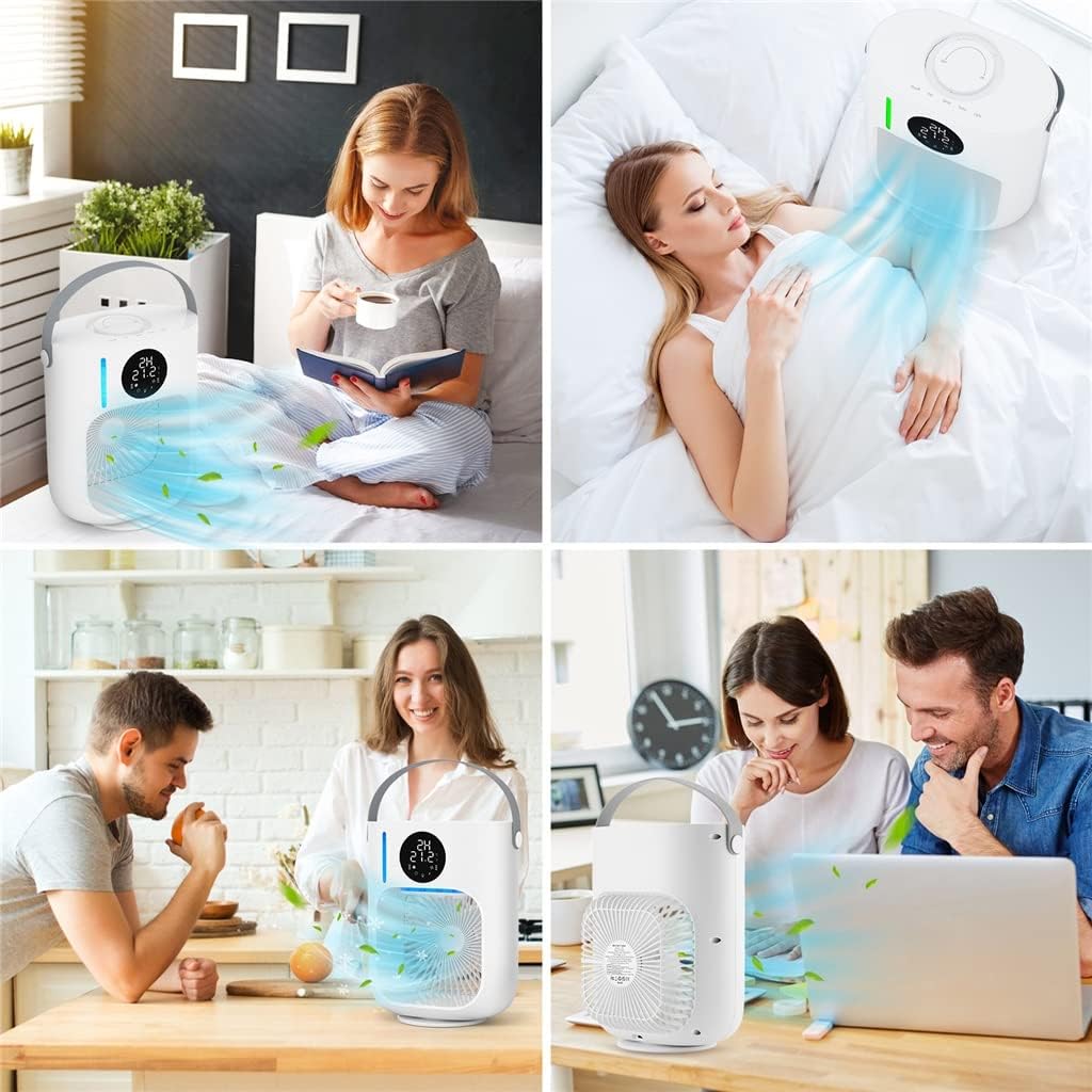 Mini Air Conditioner LED Display Fan Cooler Colorful Atmosphere Light Water Cooling Fan Home Office Portable (Color : White, Size : 22 * 27.5cm) (White 22 * 27.5cm)