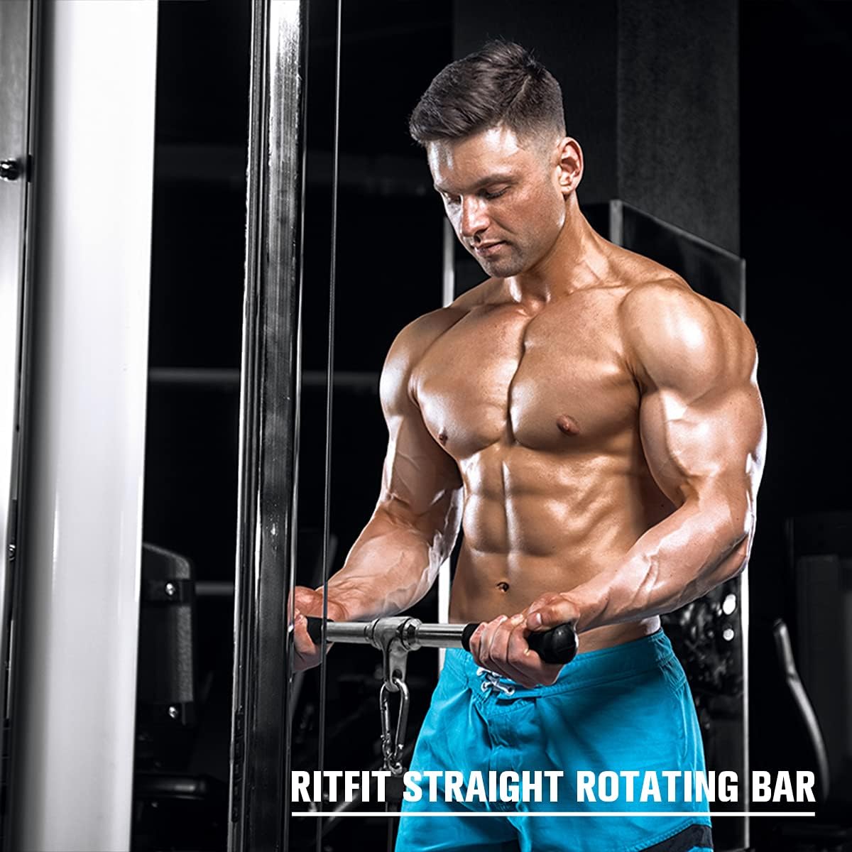 RitFit Cable Machine Attachments for Gym, LAT Pulldown Accessories with Multi-Option: V Bar, Tricep Rope, Double D Handle, Rotating Straight Bar, for Weight Fitness