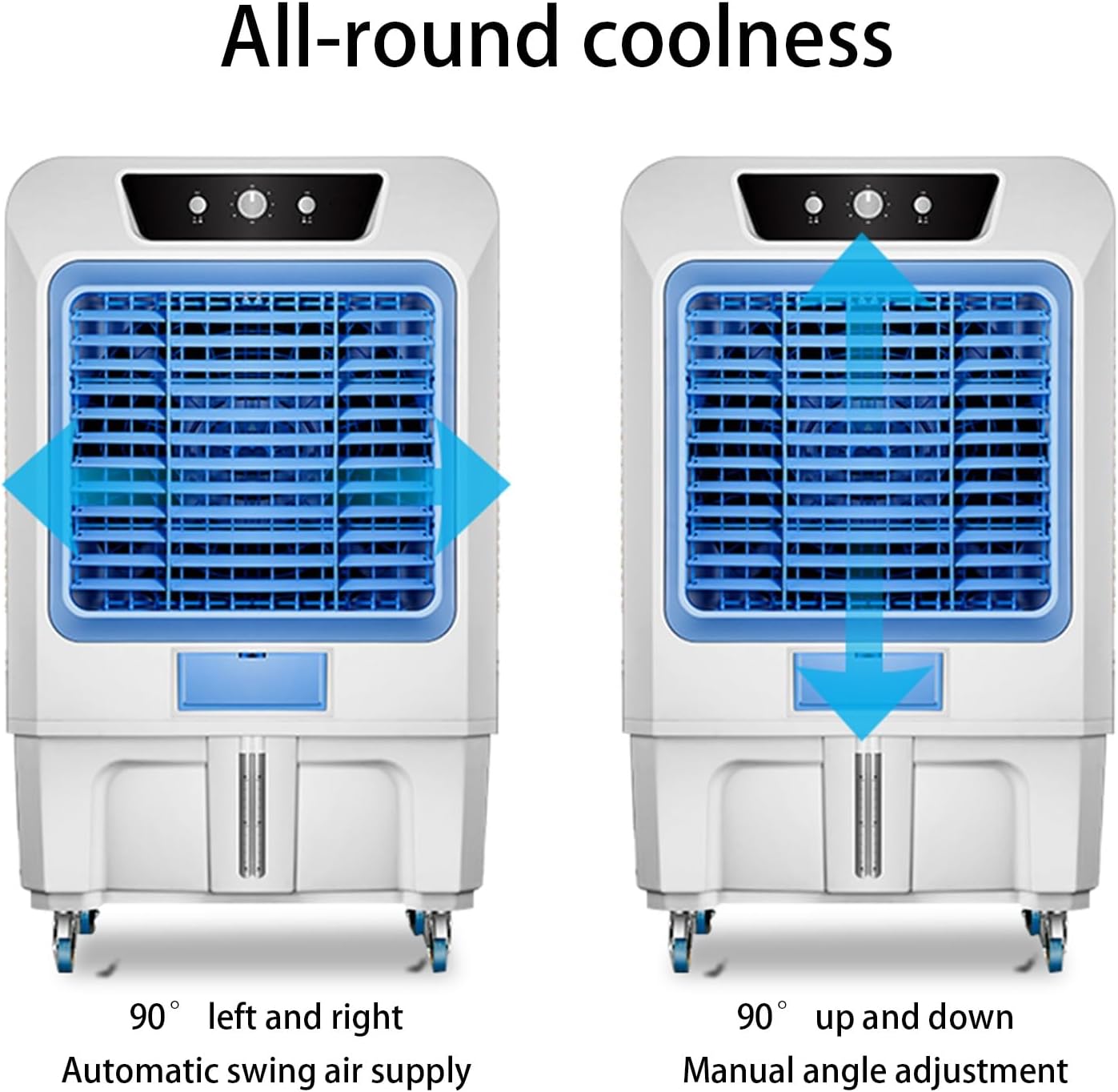 Windowless Air Conditioner, Evaporative Air Cooler with 8 Ice Packs and 90° Oscillation, 3 Speeds Swamp Cooler for Factory Home Office(80.5 * 53.5 * 160cm)