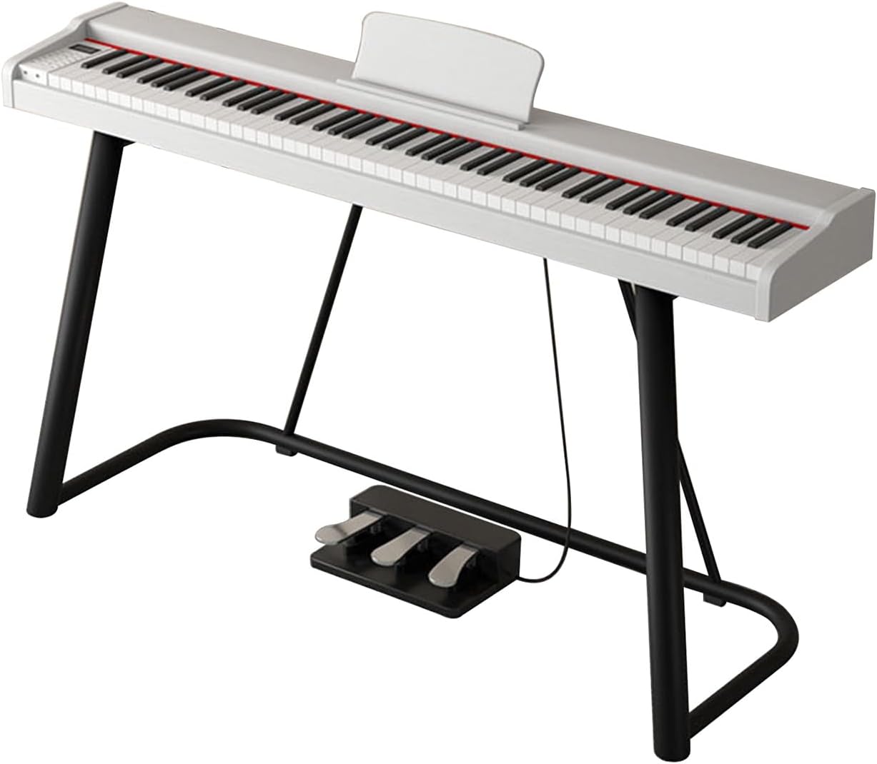 Piano Keyboard 88 Keys Beginner Digital Piano Velocity-Sensitive Keys Portable Electric Piano With Stand, Triple Pedal, Carrying Bag And Music Sheet(White)