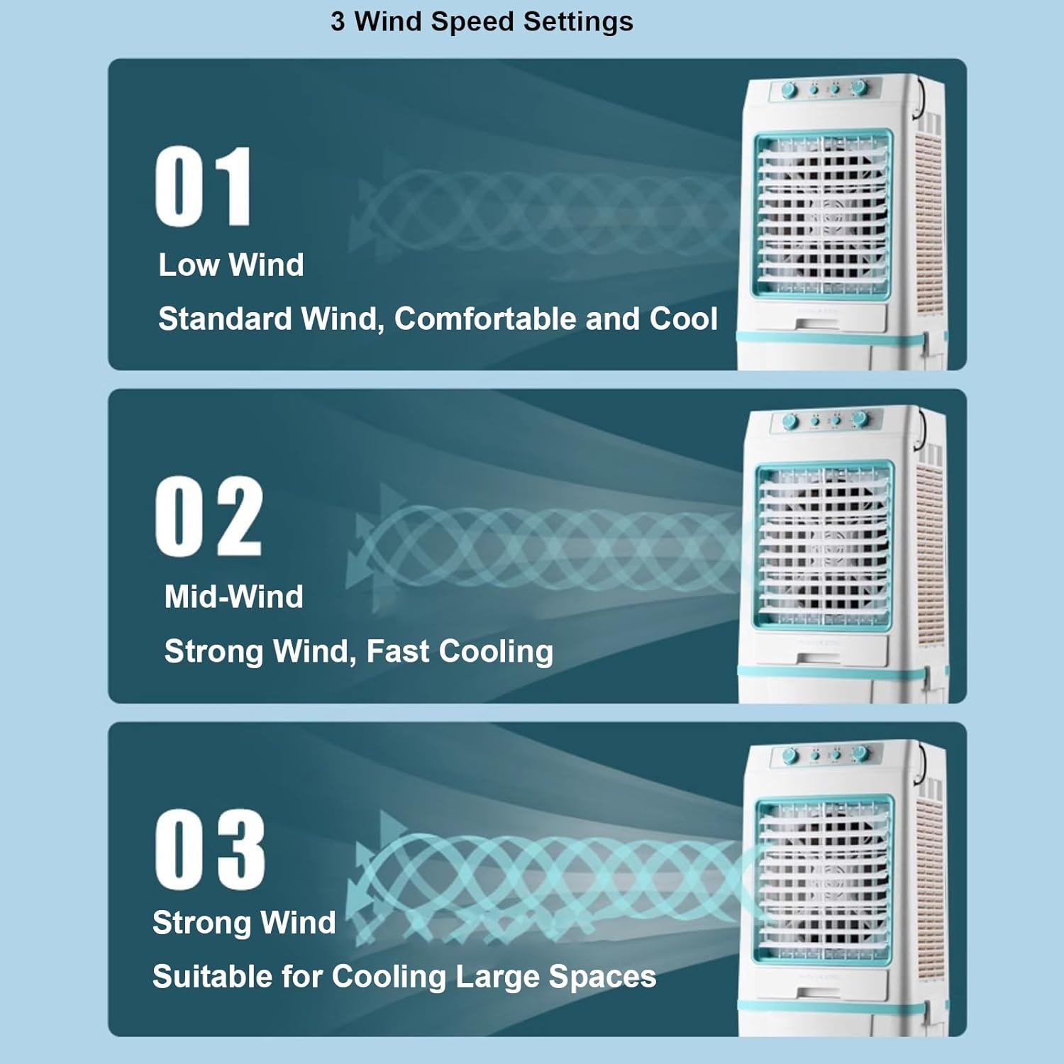 4000CFM Portable Air Conditioner, 3-In-1 Evaporative Air Cooler 40L Tank, 4 Ice Packs, 3 Modes & 3 Speeds, Swamp Cooler Fan, No Hose Needed, 43in