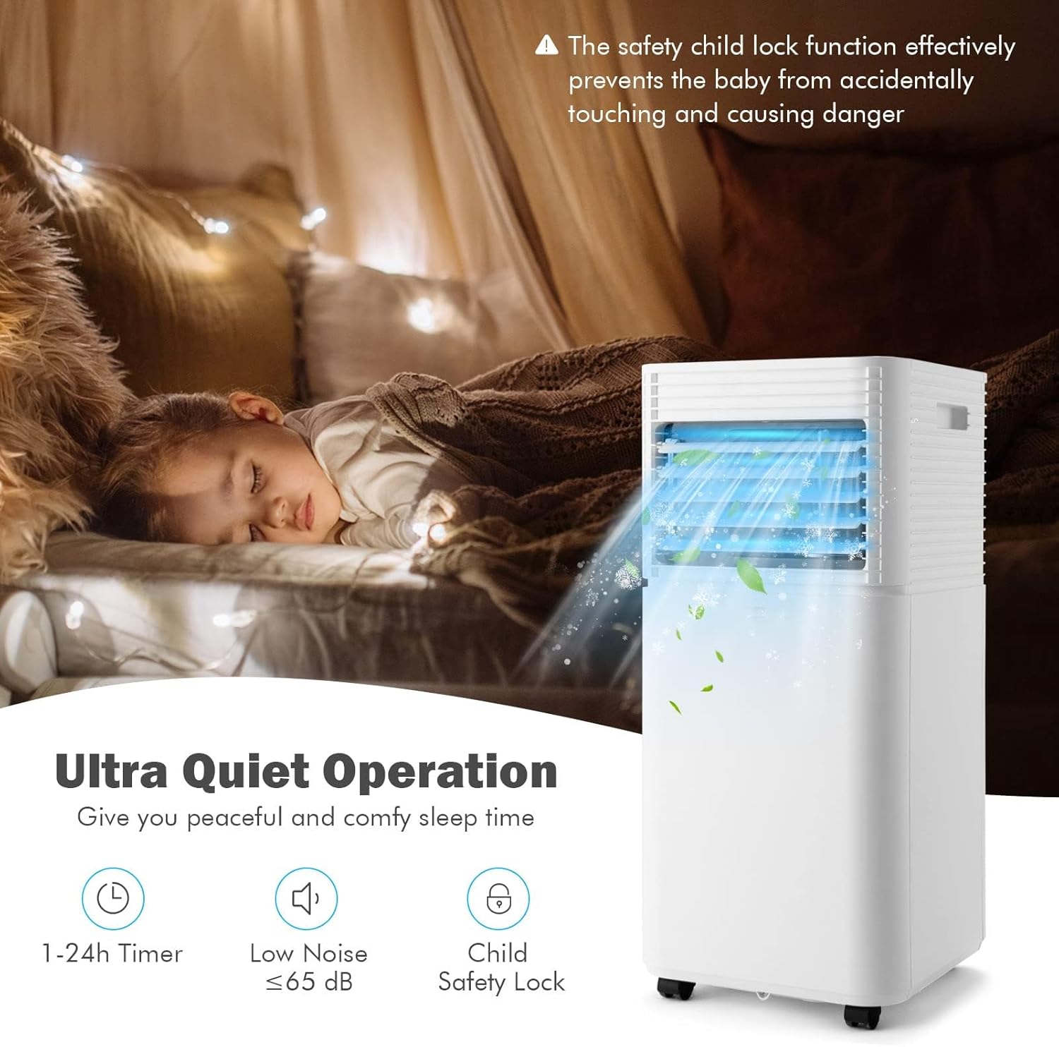 DORTALA Portable Air Conditioners 8000 BTU, AC Cooling Uint with Dehumidifier, Remote Control, 24H Timer & Window Kit, Stand up Air Conditioner for Bedroom, Dorm, Cools up to 230 sq.ft, White