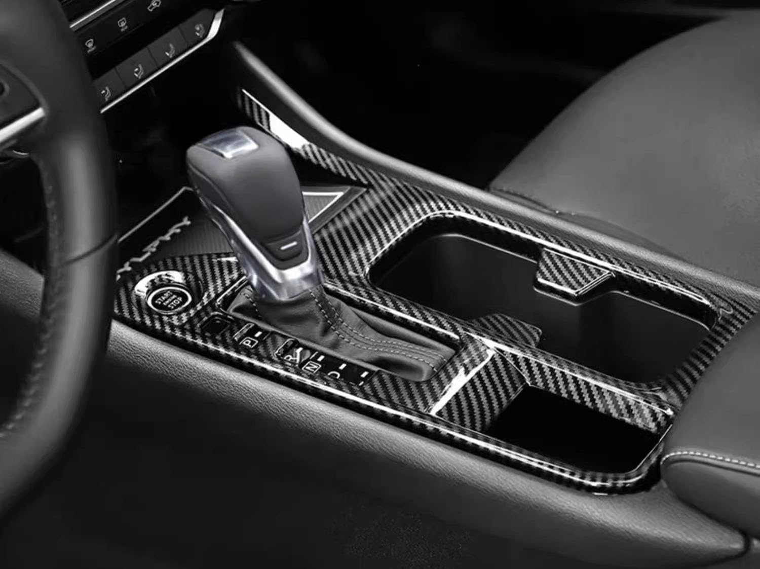 Car Accessories Fit for Nissan Sylphy Sentra 2020-2022 ABS Interior Console Gearbox Water Cup Cover Trim 1PC Set (Carbon Fiber)