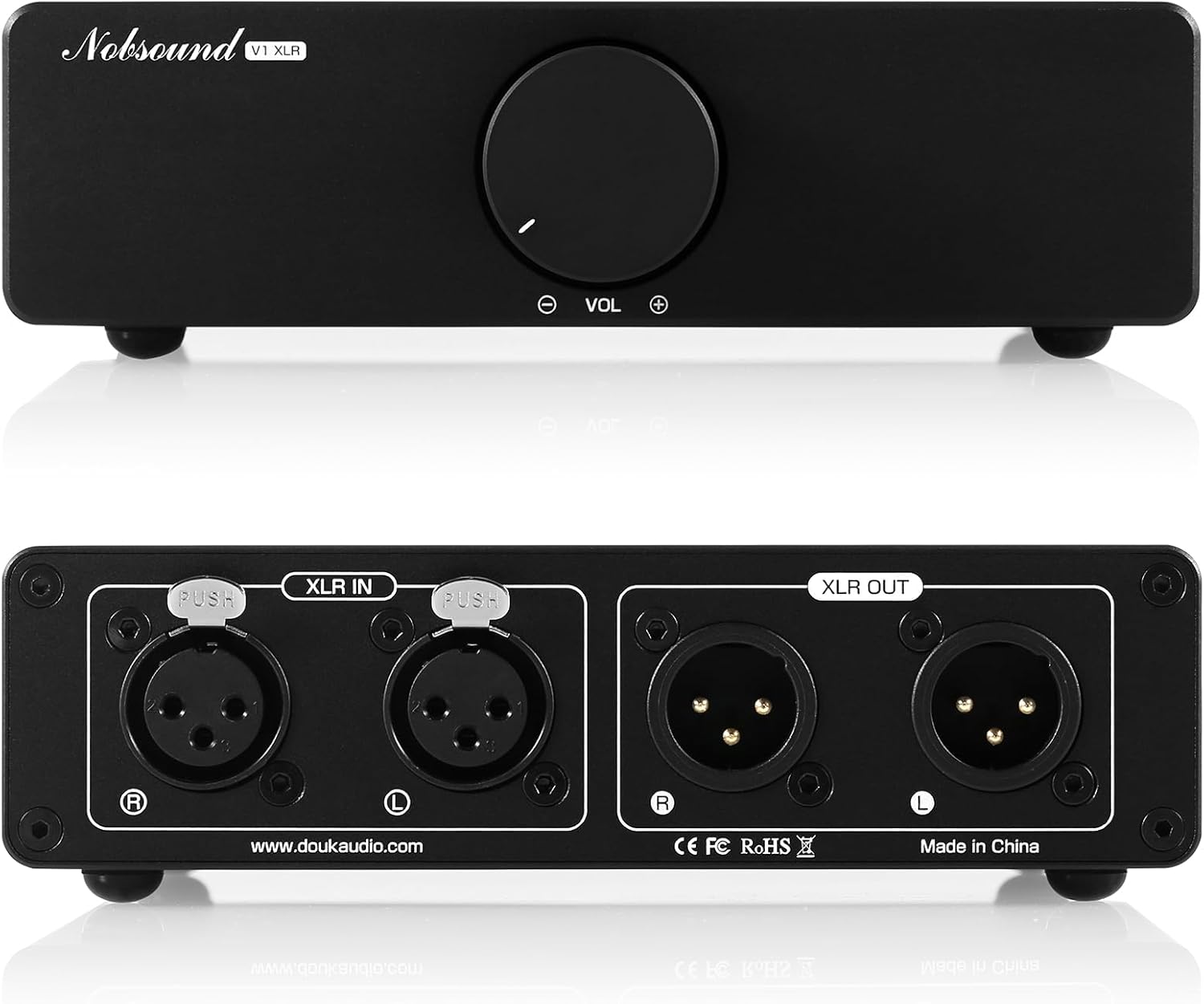 ​Nobsound XLR Passive Preamp Attenuator: Balanced Stereo Audio Volume Controller for Signal Optimization - Features ALPS RK27 Potentiometer & Gold Terminals - for Critical Listening Audiophiles​