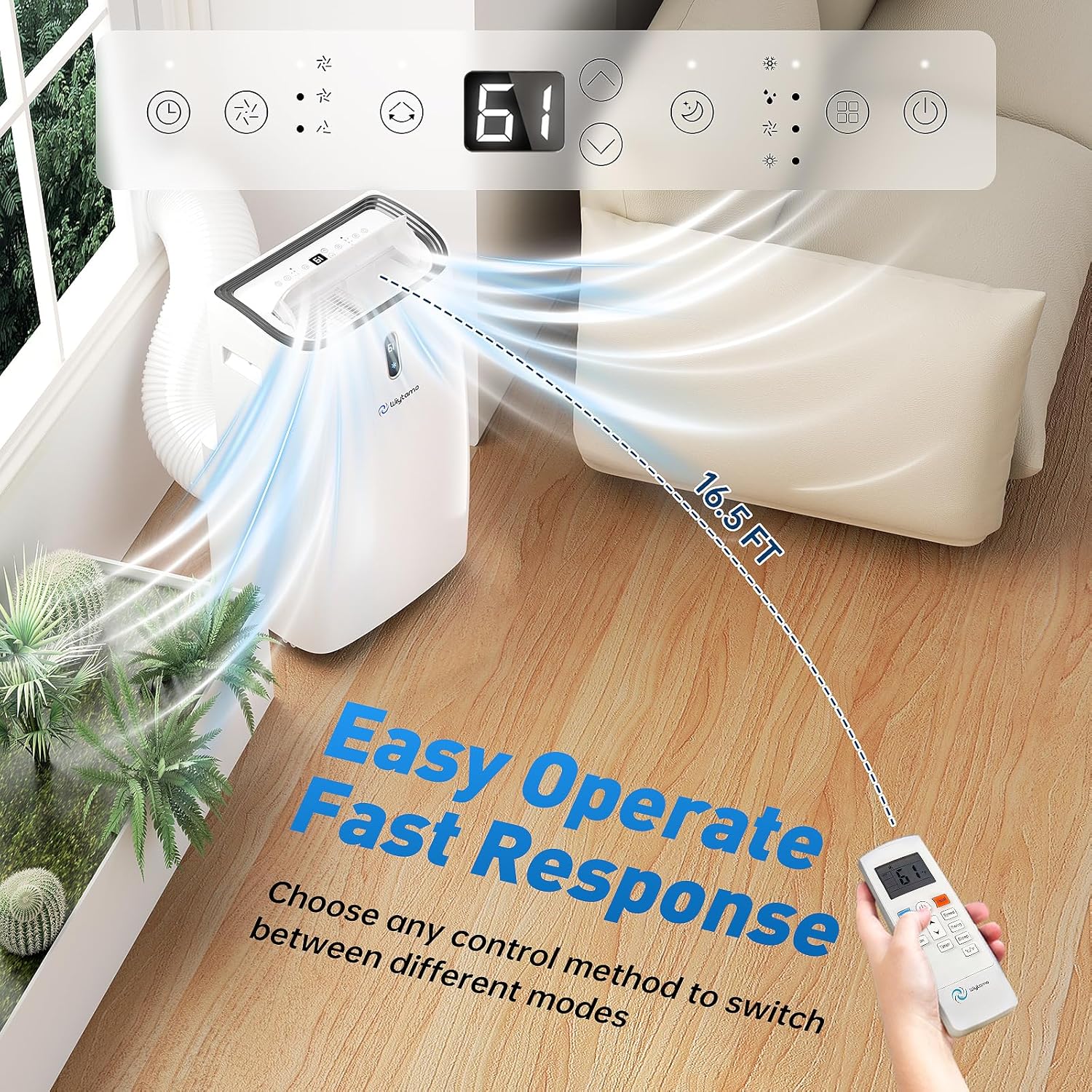 14,000 BTU Portable Air Conditioners Cool Up to 700 Sq.Ft, Cool, Heat, Dehumidifier & Fan 4 in 1 Air Conditioner for Room, Portable AC Unit with Remote/Sleep Mode/Auto Swing Fans/Self Evaporation