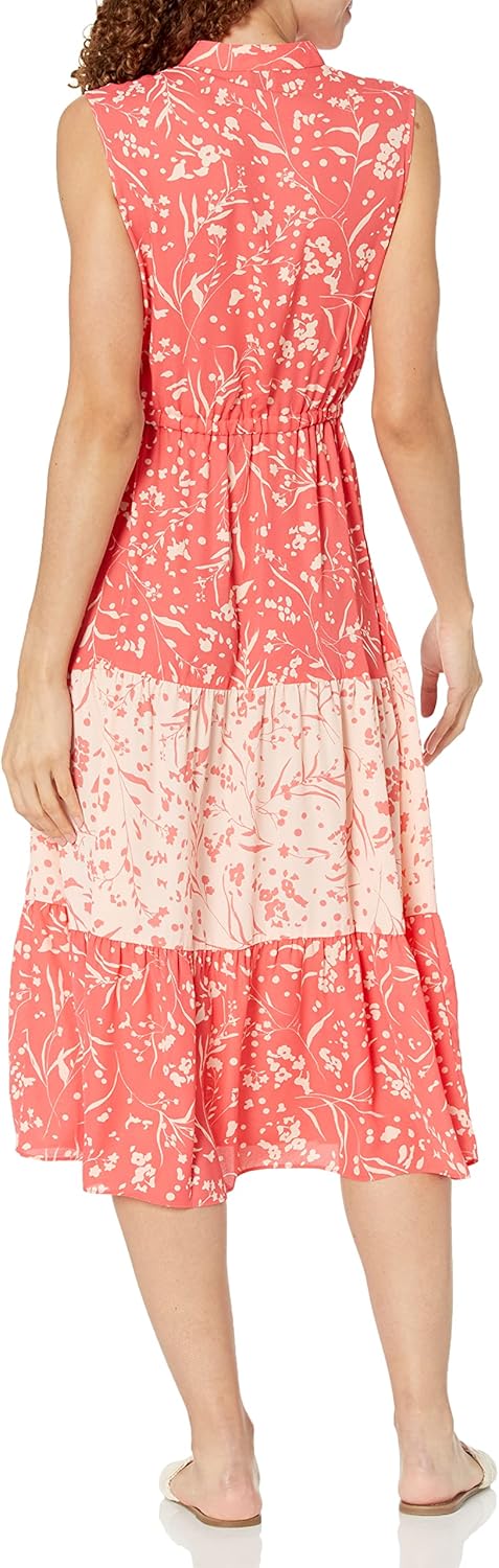 Anne Klein Womens Tiered Midi Dress