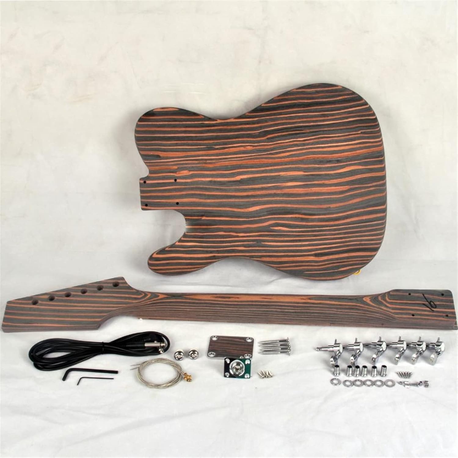 DIY Electric Guitar Kit Zebrawood Body and Neck for TL Style Electric Guitar to Assemble Unfinished Electric Guitar Kit