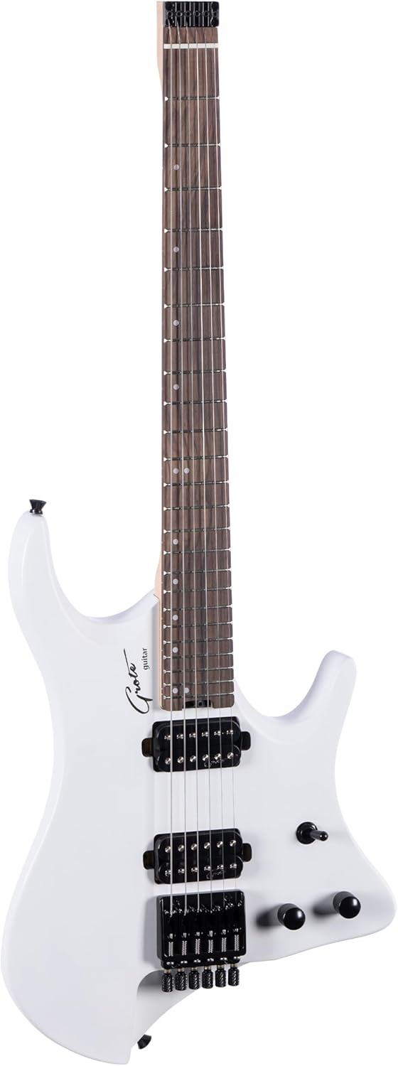Grote Headless Electric Guitar Solid Mahogany Body Canadian Maple Neck Model GRHL-03 (White)