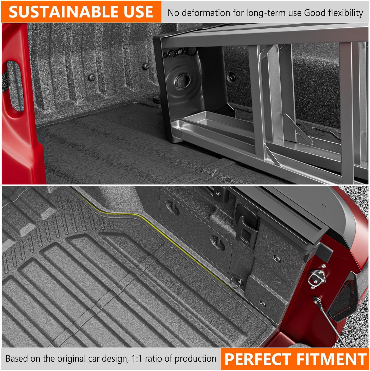 powoq 4.3FT Truck Bed Mat Compatible with 2022-2025 Santa Cruz Truck Bed Liner TPE Bed Mat Truck Liner Replacement for 2022 2023 2024 2025 Santa Cruz Accessories (4.3FT Bed Mat)