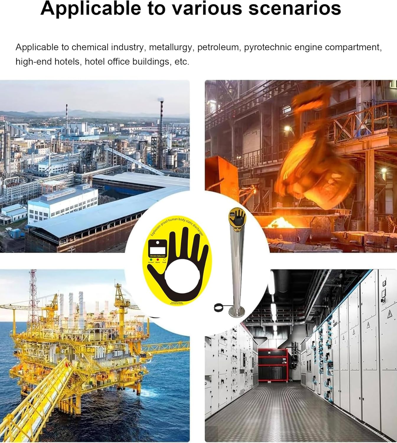 Human Body Static Tester, Digital Display Human Body Static Elimination Releaser, Explosion-Proof Static Discharge Alarm, for Gas Stations, Production Workshop