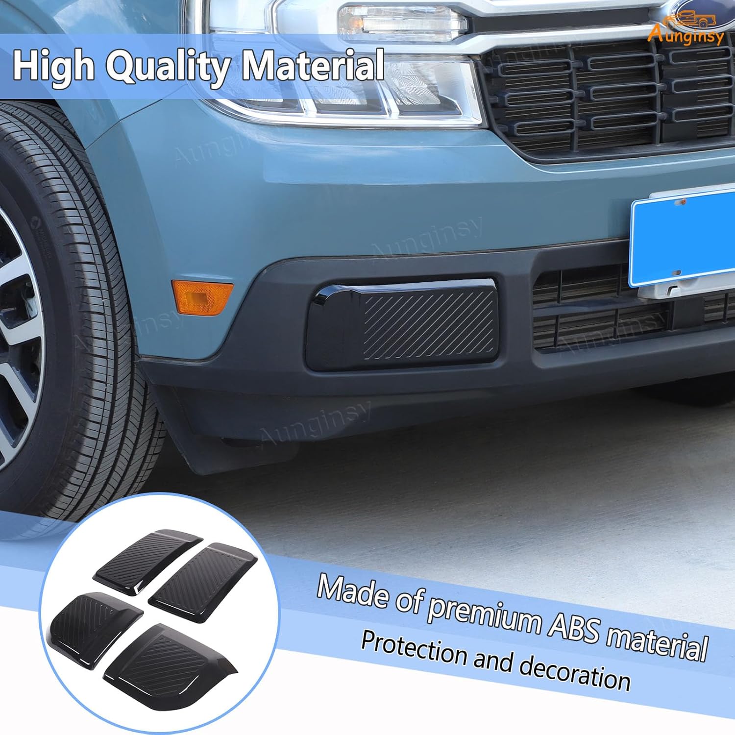 Aunginsy Car Front Rear Bumper Protector Guard Compatible with Ford Maverick 2022-2024 2025 Pickup Truck Front & Rear Side Bumper Edge Protect Guard Anti-Collision Patch Cover ABS Exterior Accessories