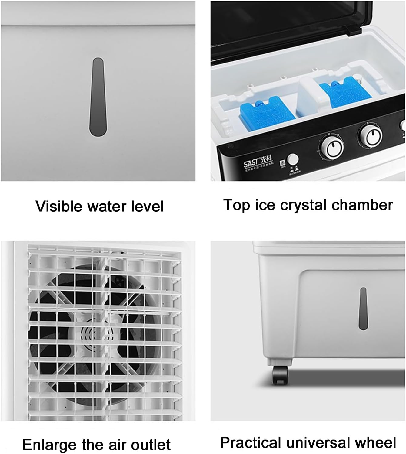 Portable Air Conditioners, Evaporative Air Cooler, Swamp Cooler, 3 Wind Adjustment, 120° Swing, 2 Hours Timer, Low Noise Operation, Efficient Cooling