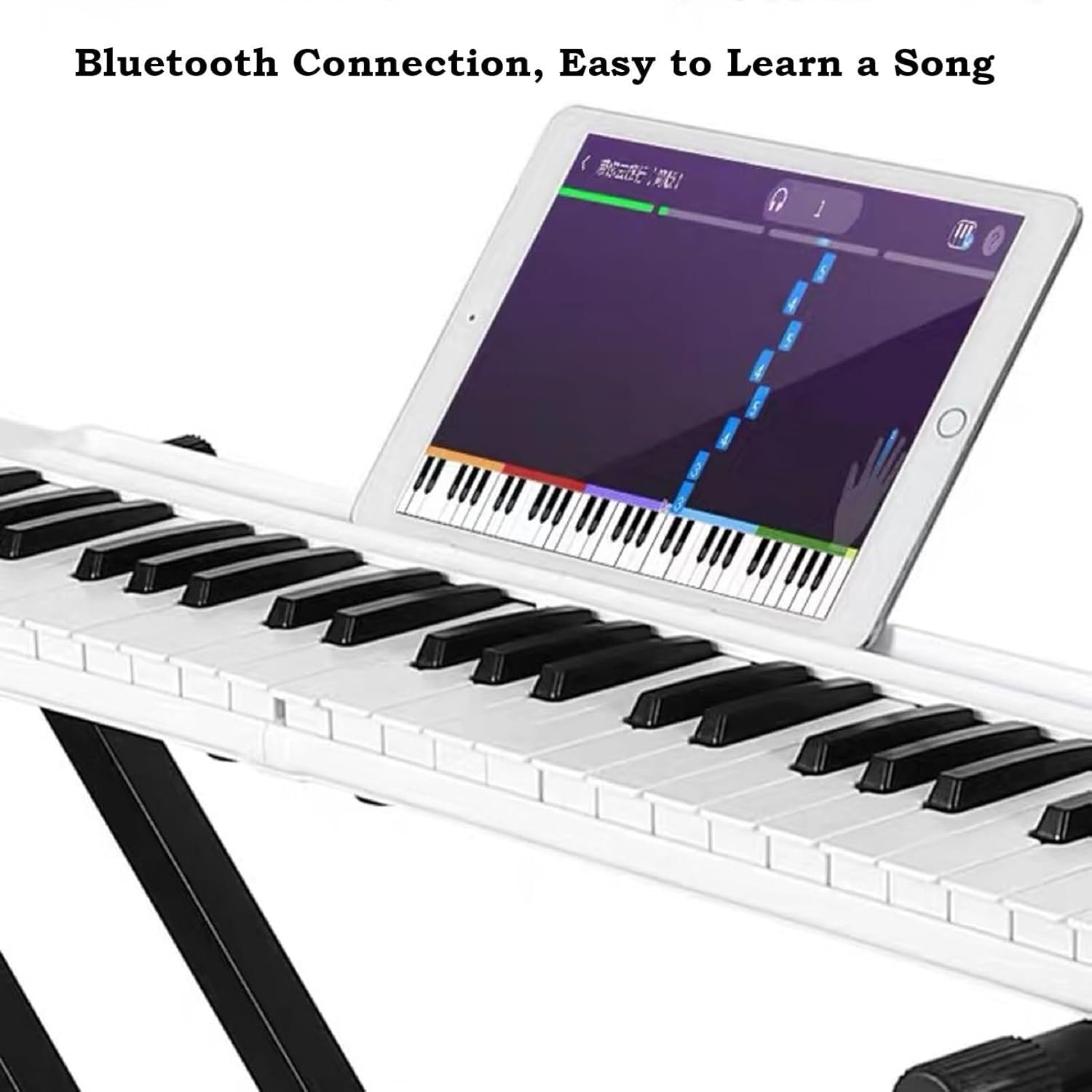 Folding Piano Keyboard 88 Keys, Touch-Sensitive Electric Piano, Portable Travel Piano, Rechargeable, Bluetooth & MIDI Support for Beginners (White)