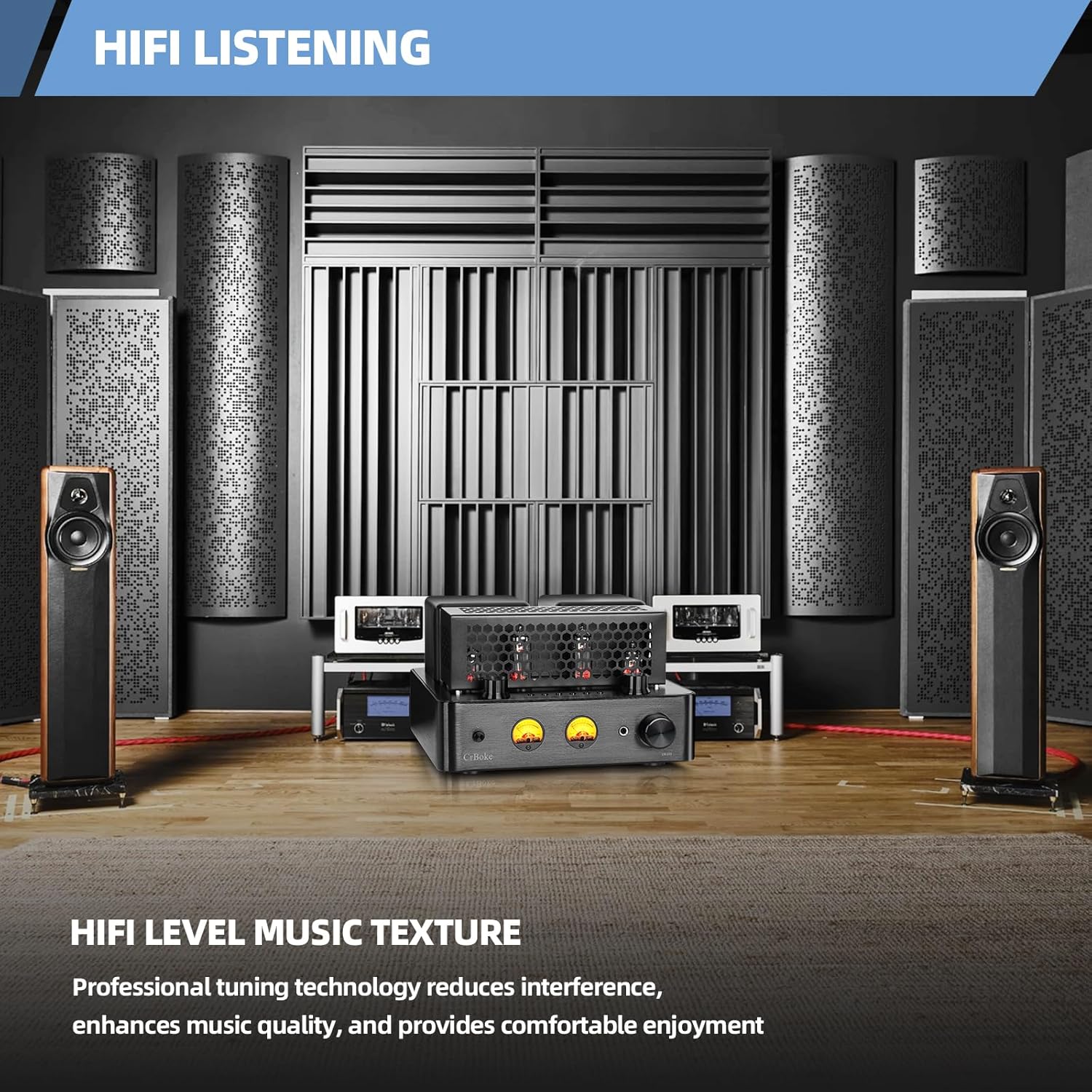 Tube Amplifier, Stereo Vacuum Tube Class A/B Amplifier,Integrated Amplifier with Bluetooth 5.0,Subwoofer Output, Headphone Output, Record Player Phono Preamp and USB DAC