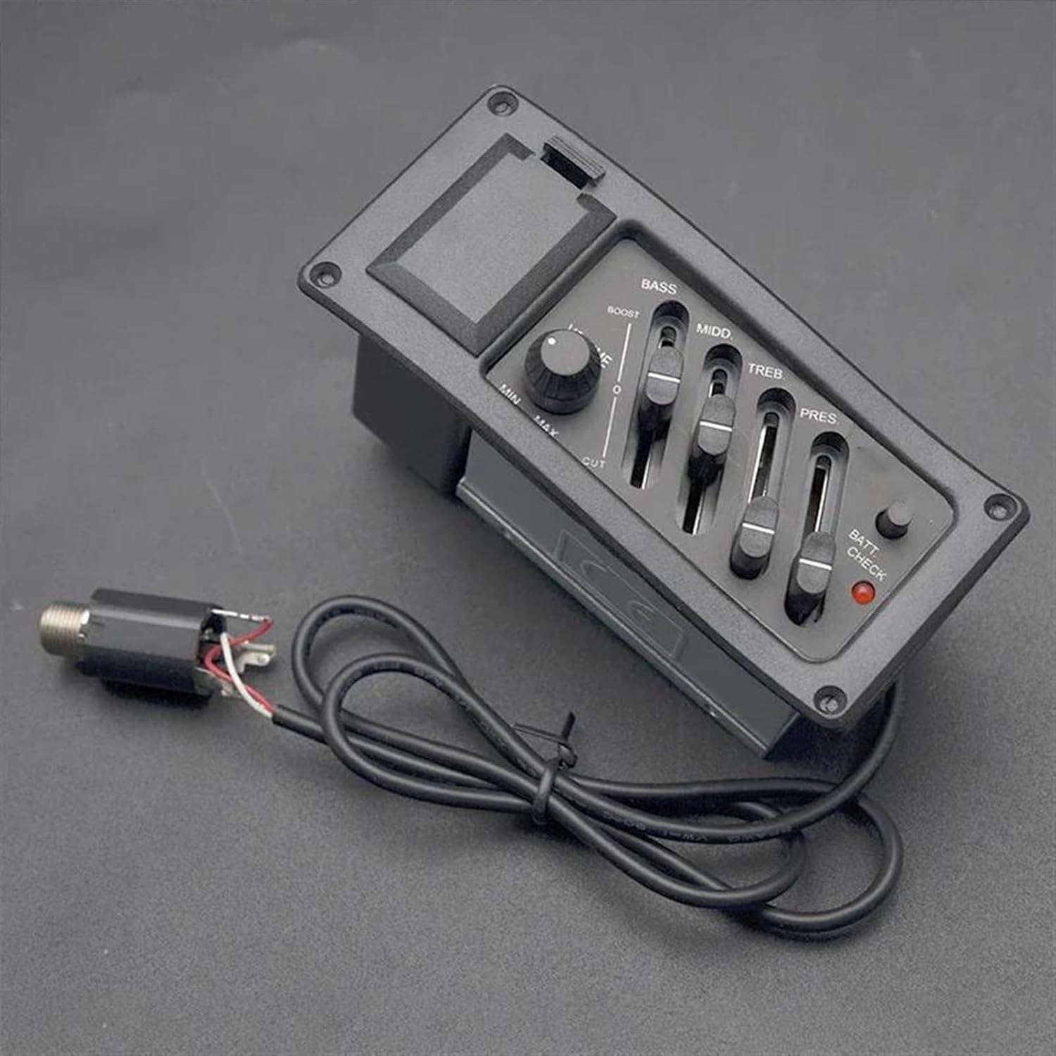 acoustic guitar pickup kit 10 Pcs 4 Band Acoustic Guitar Equalizer Acoustic Guitar Preamp Amplifier Piezo Pickup 6.5MM Output Easy Assembly(With jack)