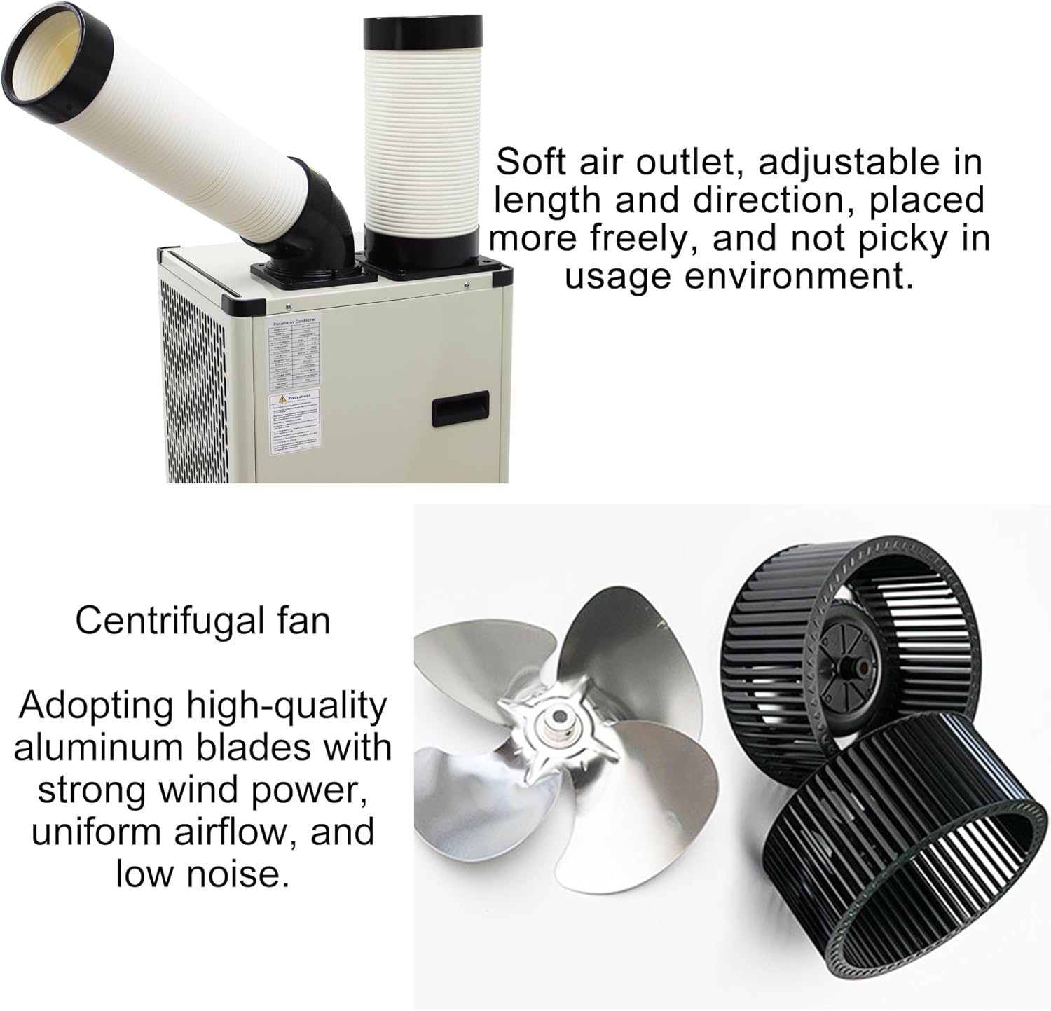 Industrial Air Conditioner 9180 BTU/h Outdoor Indoor Spot Mobile Air Cooler 350-450m³/h Commercial Aircon 110V 1000W