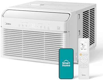 Midea 8,000 BTU Smart Inverter Air Conditioner Window Unit with Heat and Dehumidifier – Cools up to 350 Sq. Ft., Energy Star Rated, Quiet Operation, Electronic Controls, Remote Control, White