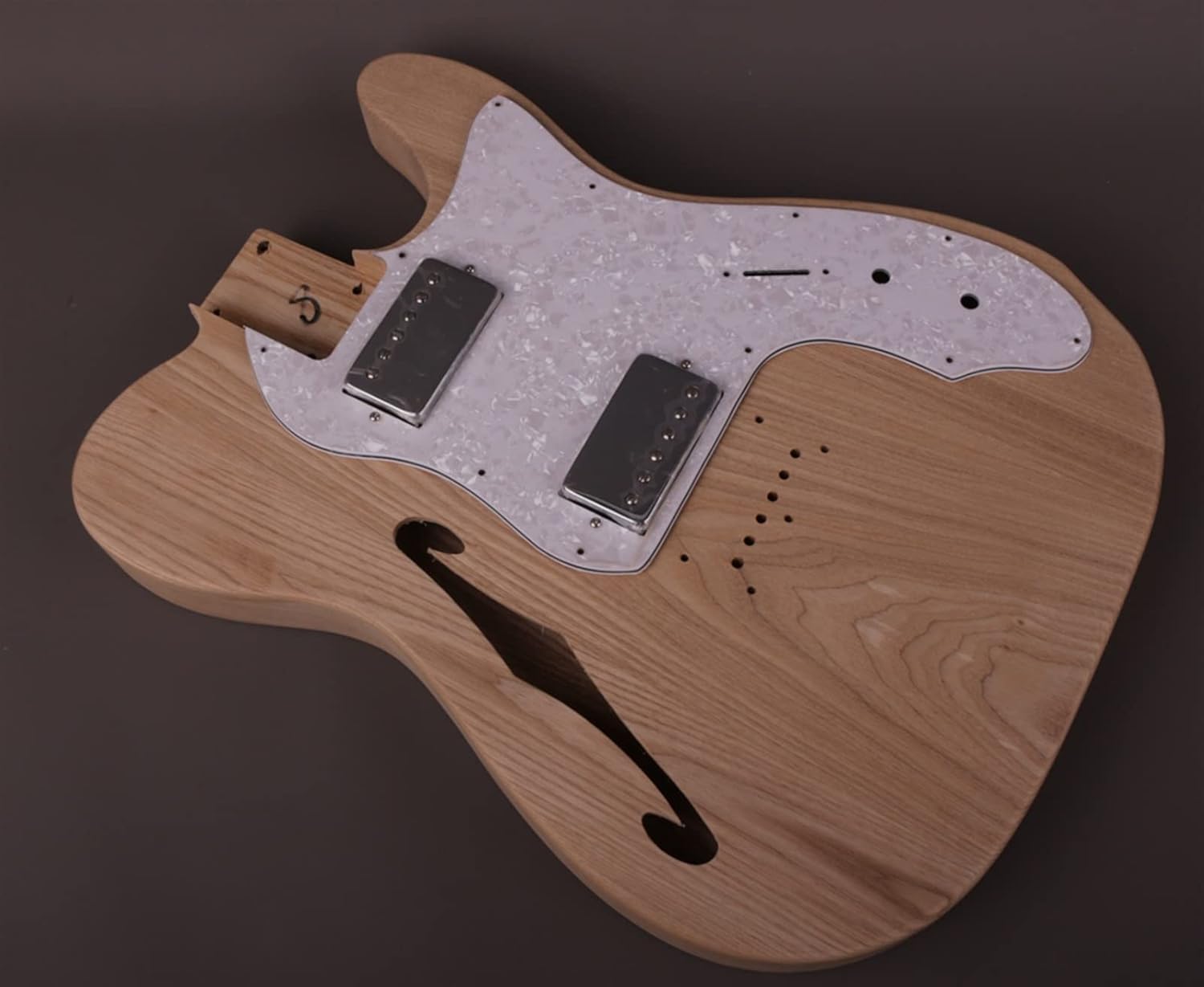 TSTS DIY Electric Guitar Kit Semi-Hollow Body with F Holes Maple Neck 22 Frets Truss Rod Adjust Guitar DIY Accessory