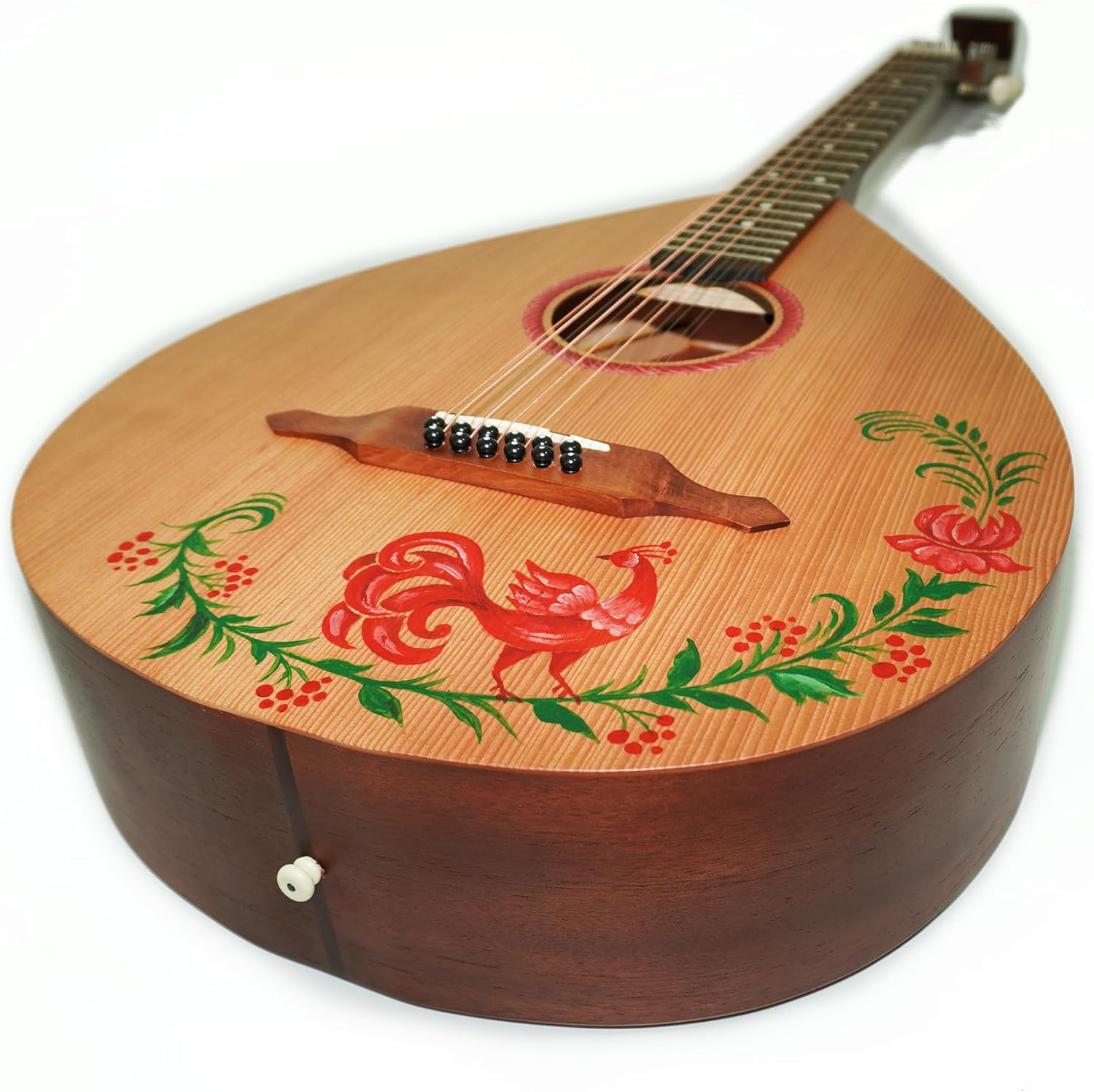 Acoustic 12 Strings Folk Lute Folk Guitar Kobza Vihuela Ukraine Natural Wood Hand painted Perfect Sound! Rare Musical Instrument!